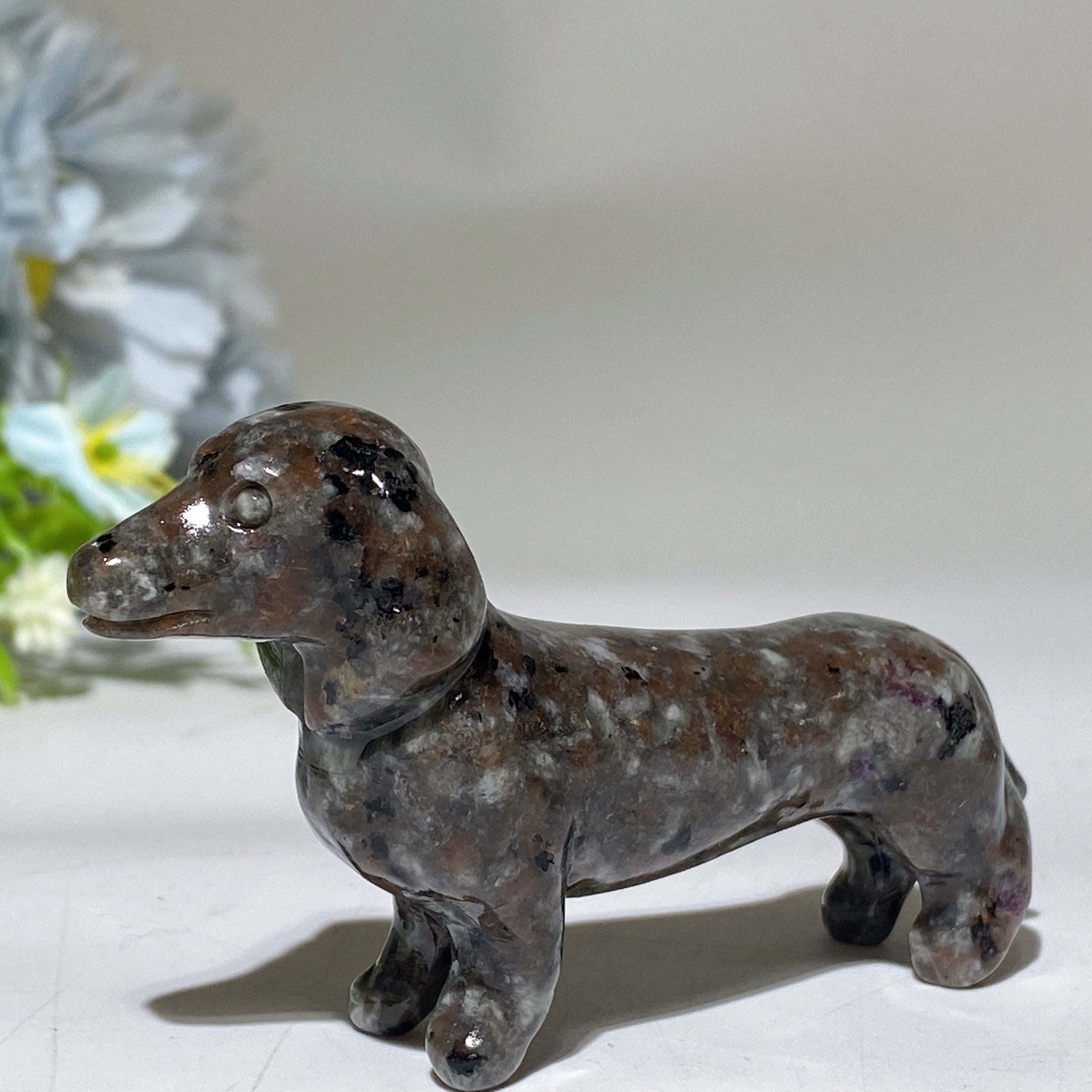 Figurine de teckel en cristal de 3 pouces pour la guérison et l'harmonie