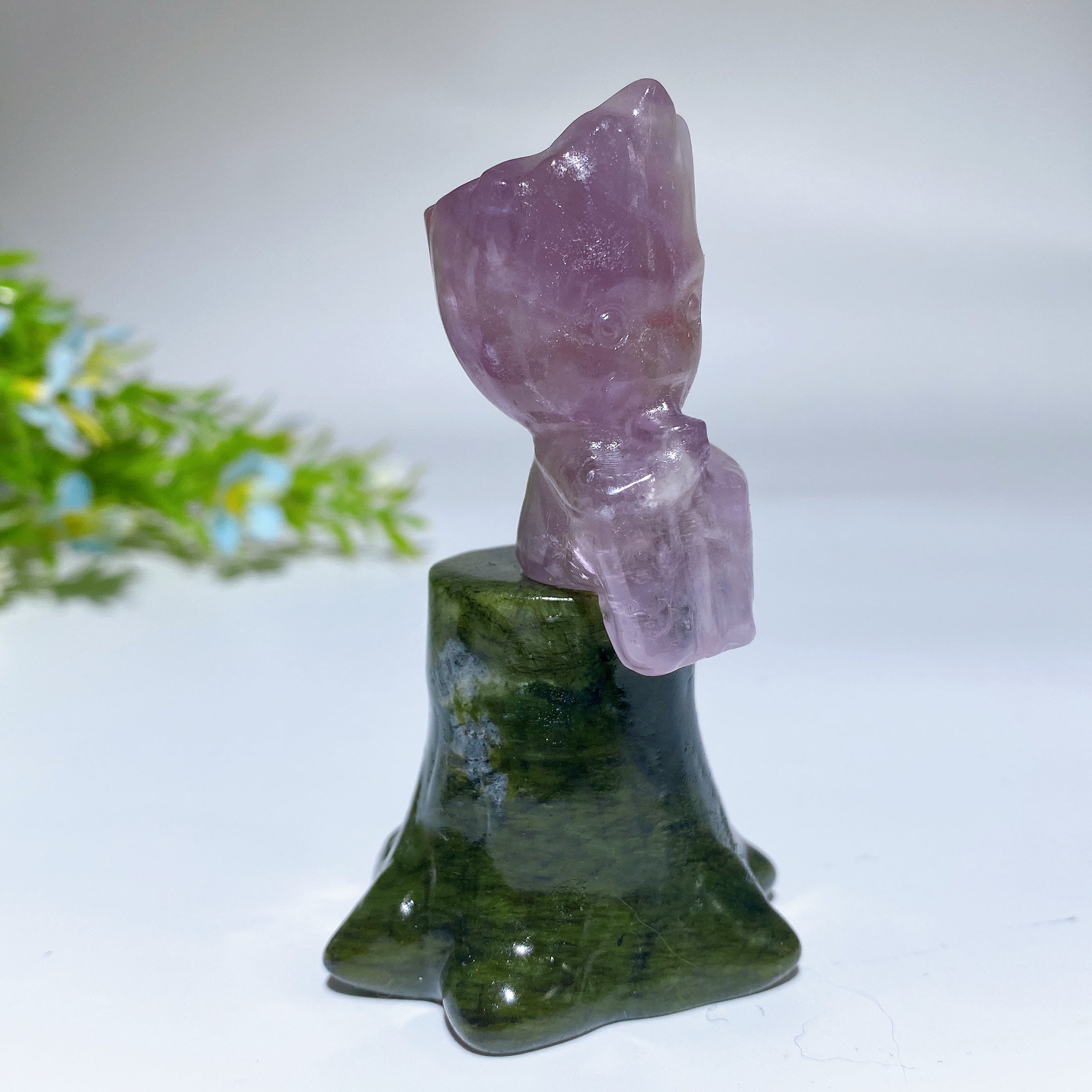 3.0 Inch Crystal Groot Figurine on Serpentine Stump