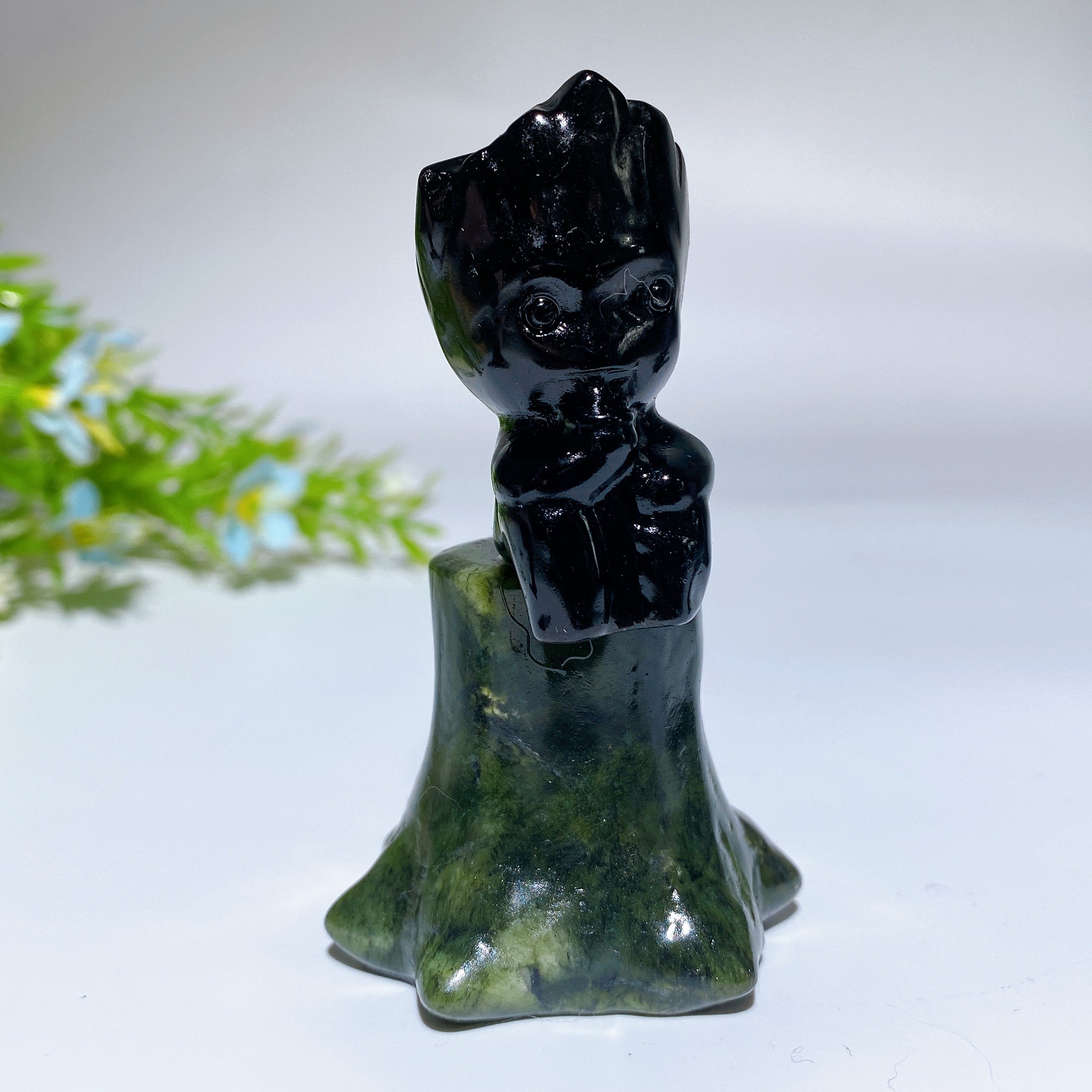 3.0 Inch Crystal Groot Figurine on Serpentine Stump