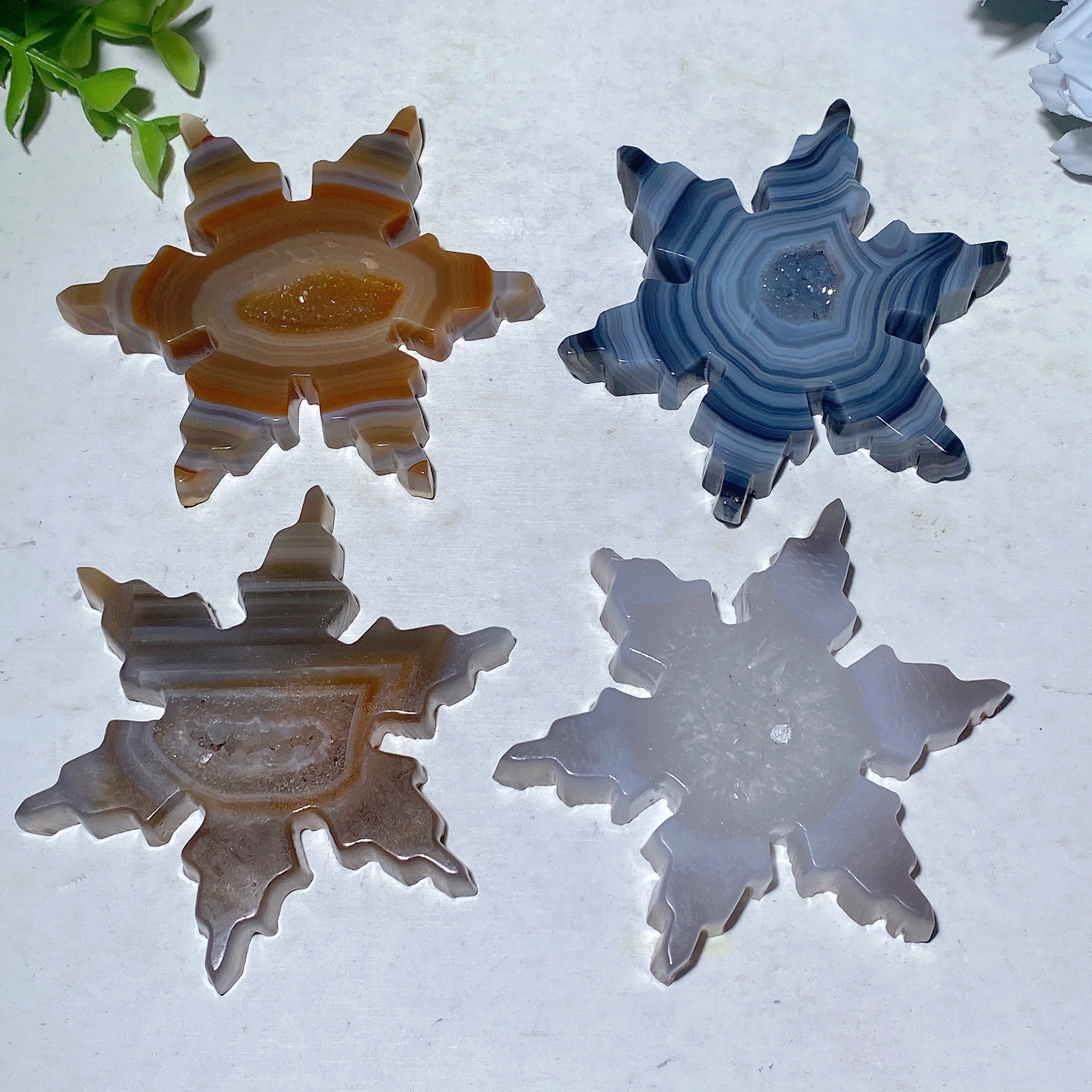 3.0 inch Druzy Agate Snowflake Crystal Figurine
