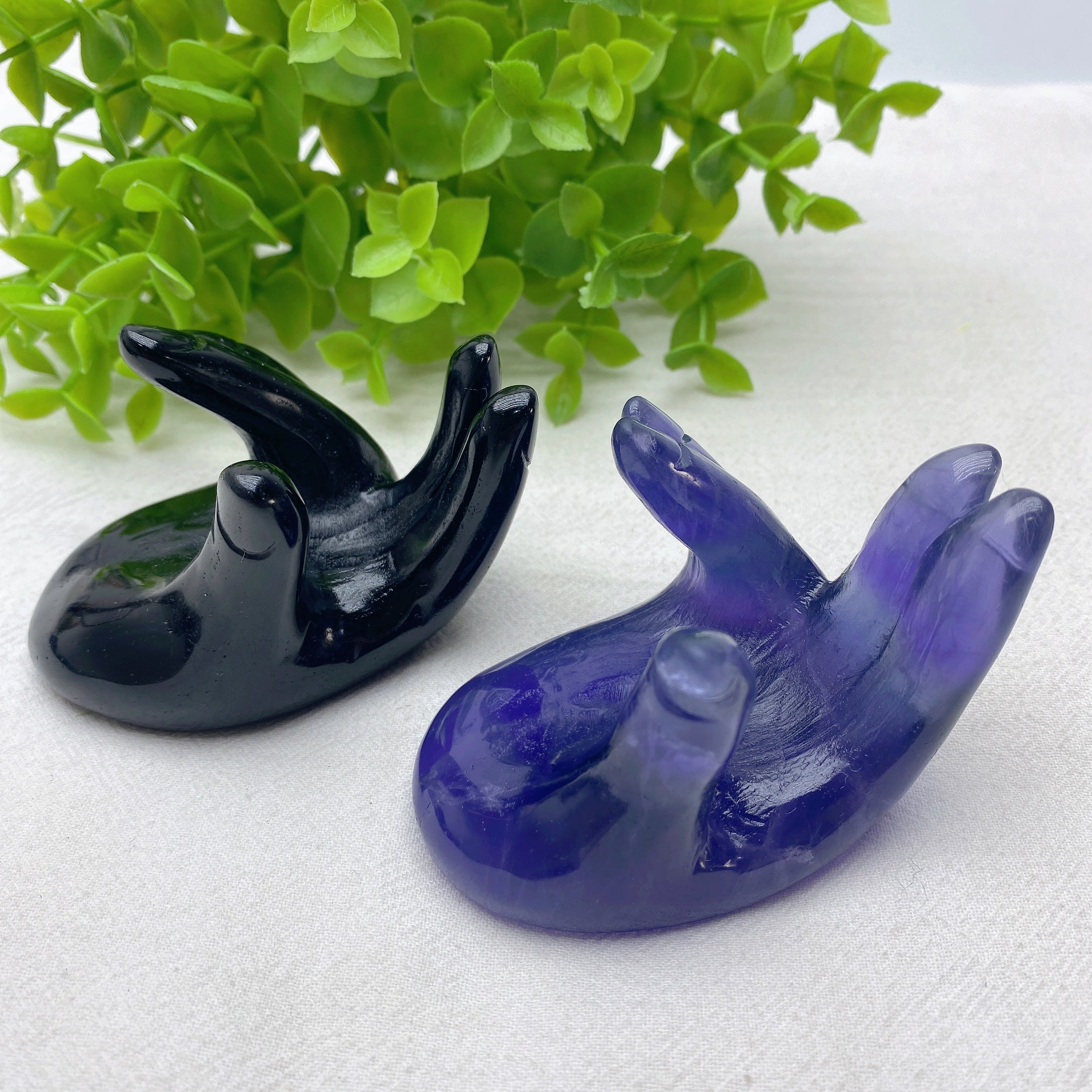 3.0 inch Fluorite & Black Obsidian Hand Carving Crystal