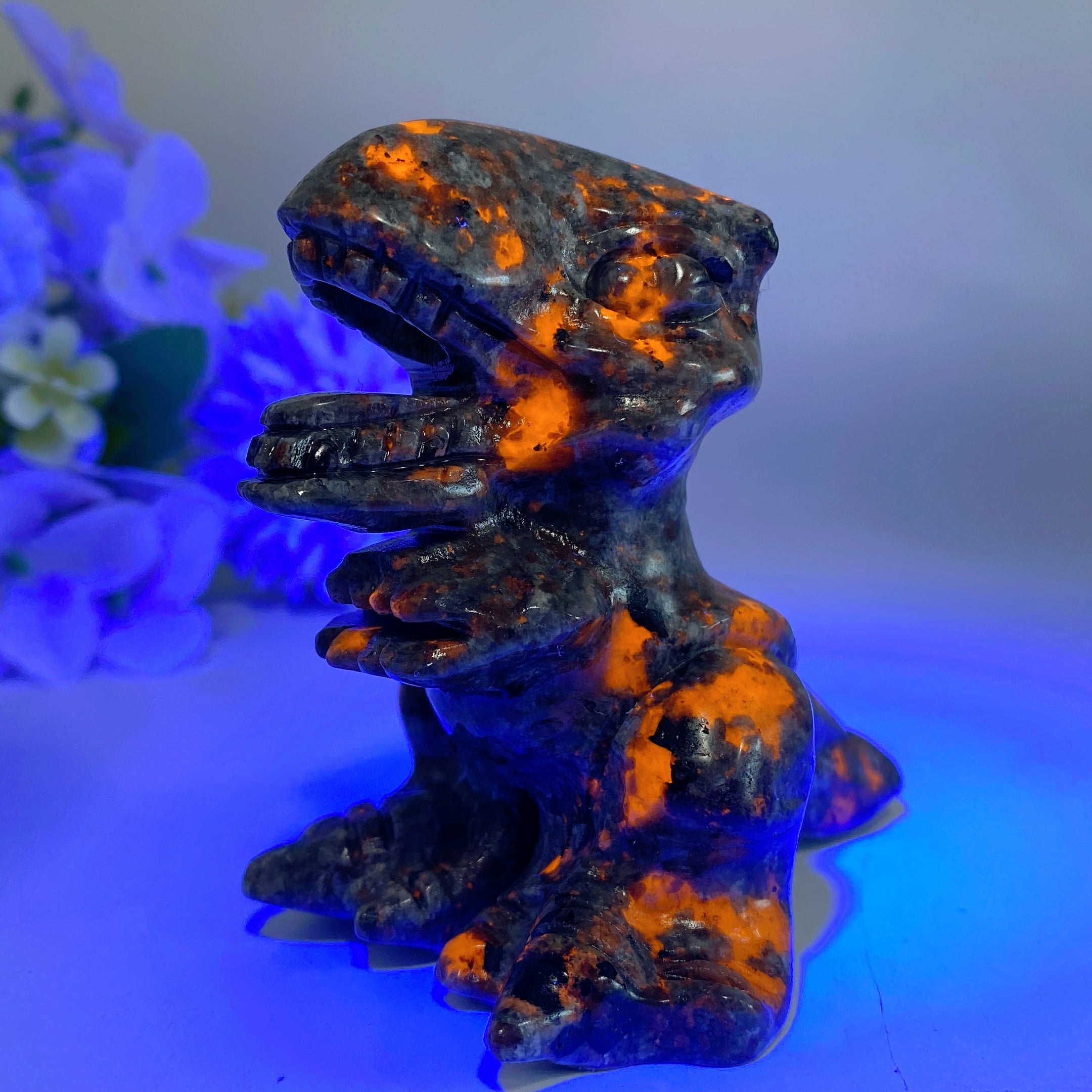 3.0 Inch Garnet Yooperlite Crystal Dinosaur Carving