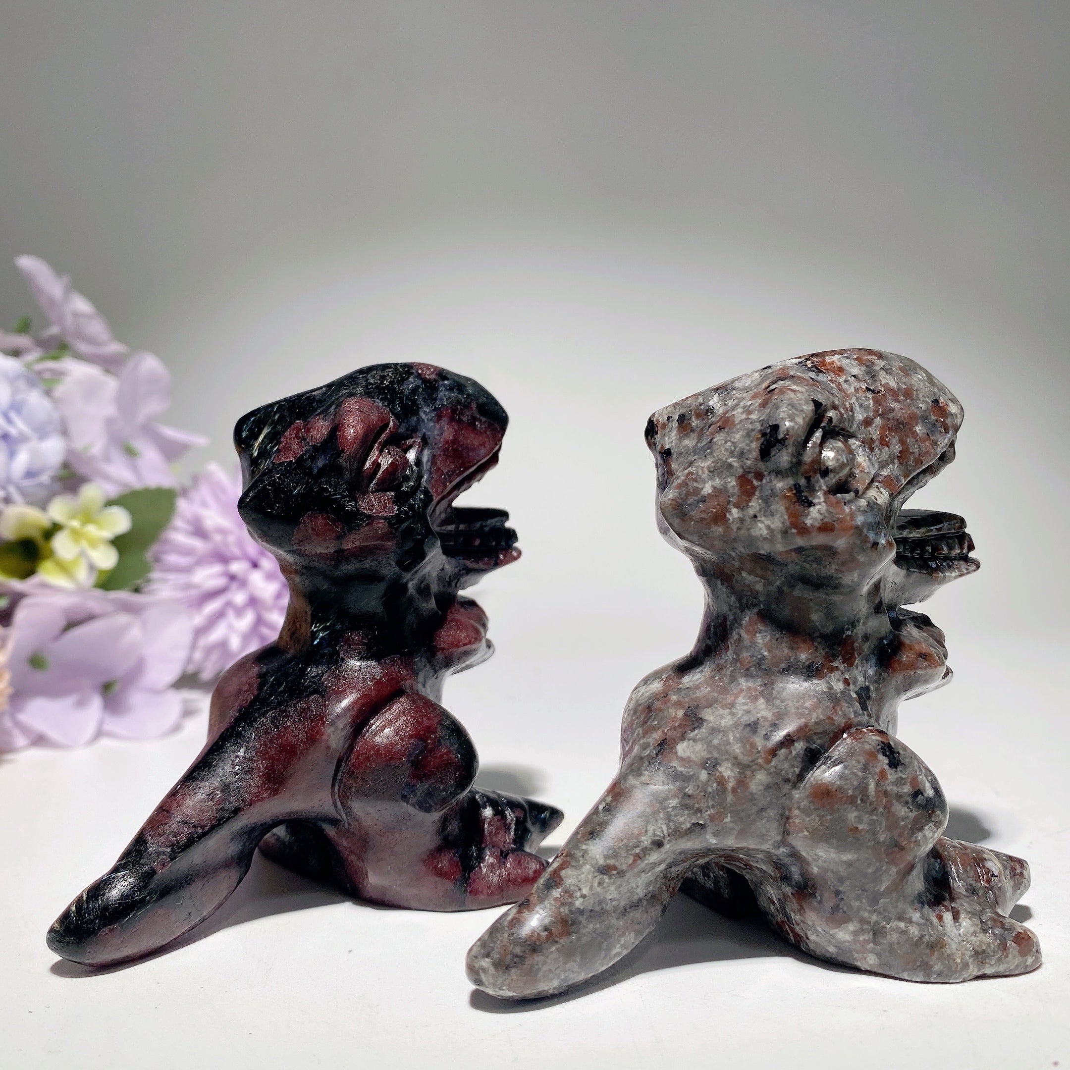 3.0 Inch Garnet Yooperlite Crystal Dinosaur Carving
