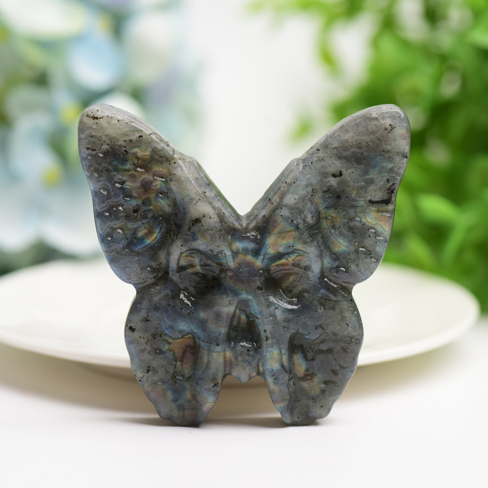 3.0 Inch Labradorite & Golden Obsidian Butterfly Crystal Carving