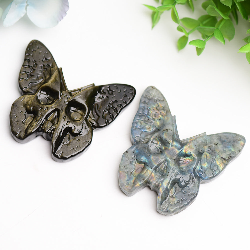 3.0 Inch Labradorite & Golden Obsidian Butterfly Crystal Carving