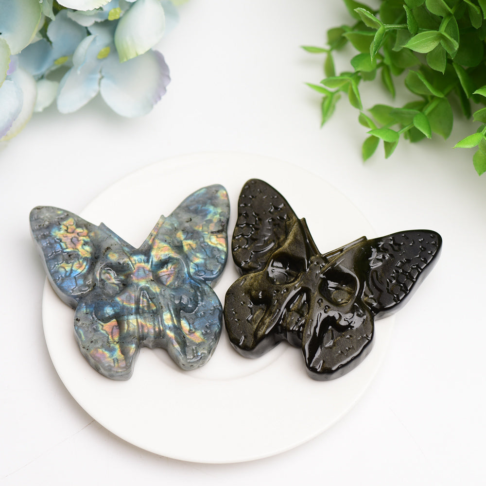 3.0 Inch Labradorite & Golden Obsidian Butterfly Crystal Carving