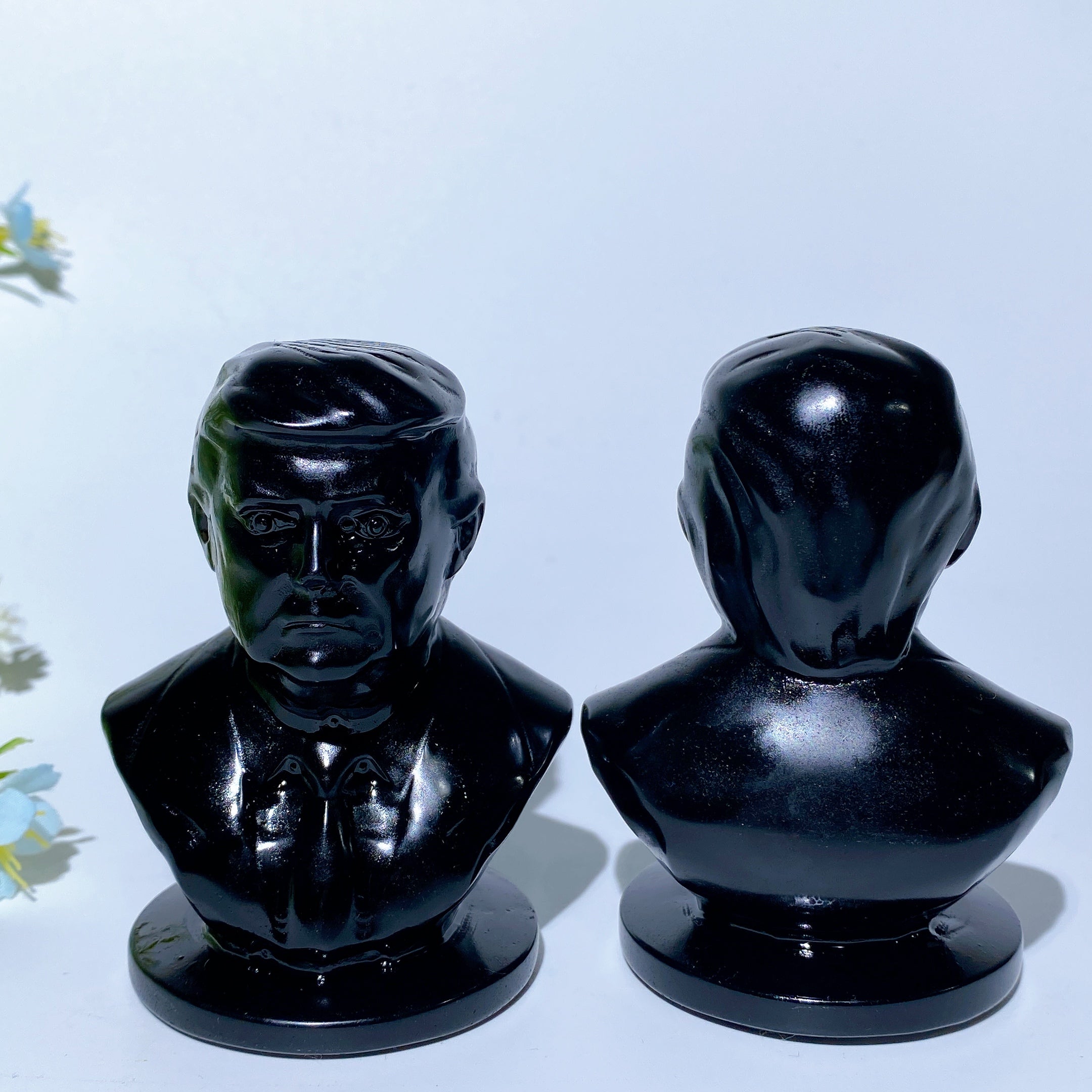 Figurine de buste Trump en obsidienne noire de 3,1 pouces pour la guérison