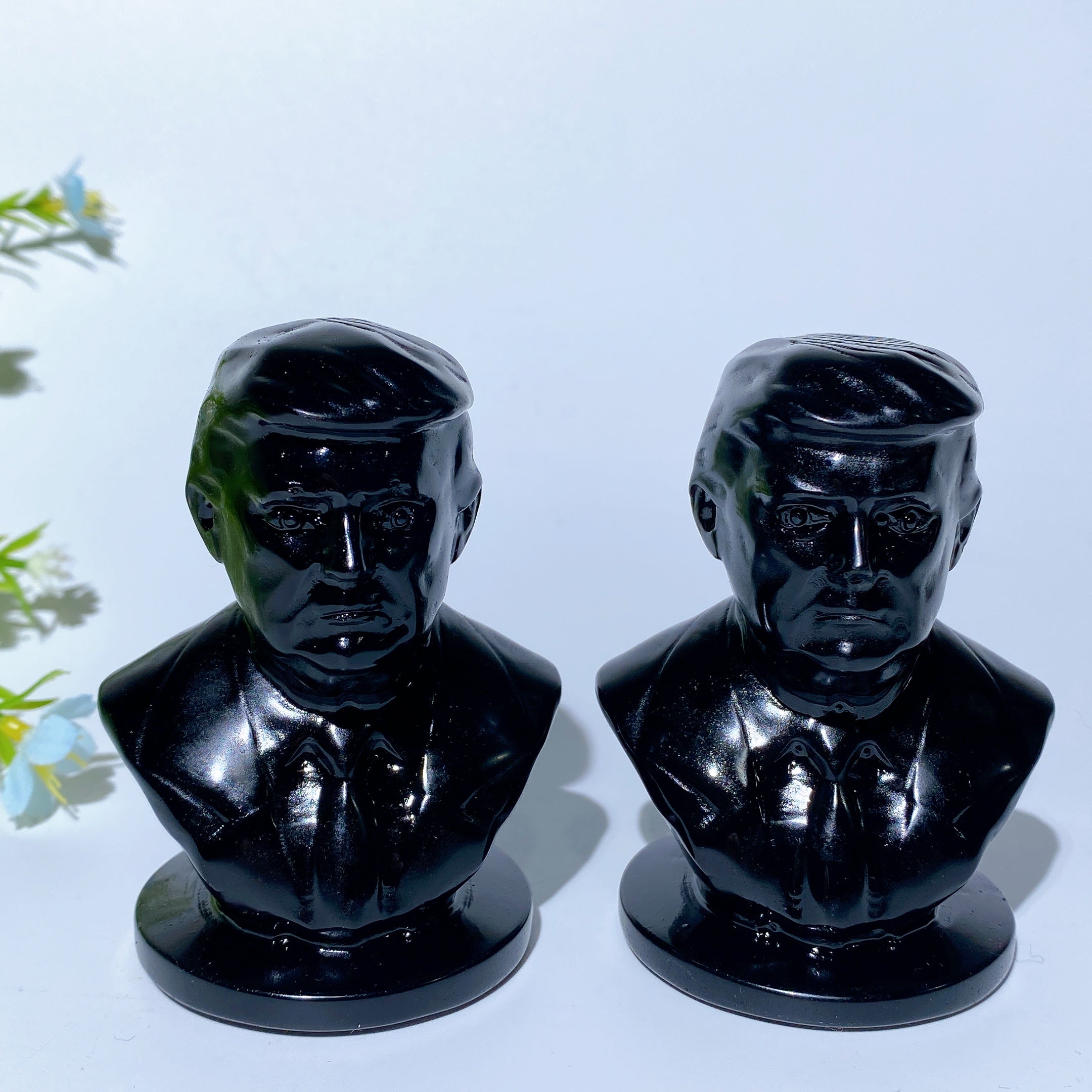 Figurine de buste Trump en obsidienne noire de 3,1 pouces pour la guérison