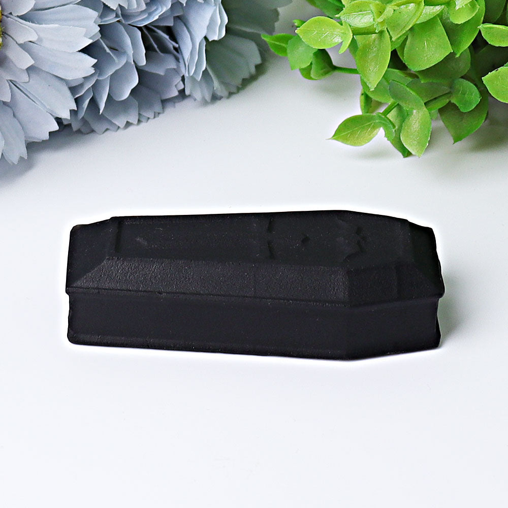 3.1 inch Matt Black Obsidian Coffin Crystal Figurine