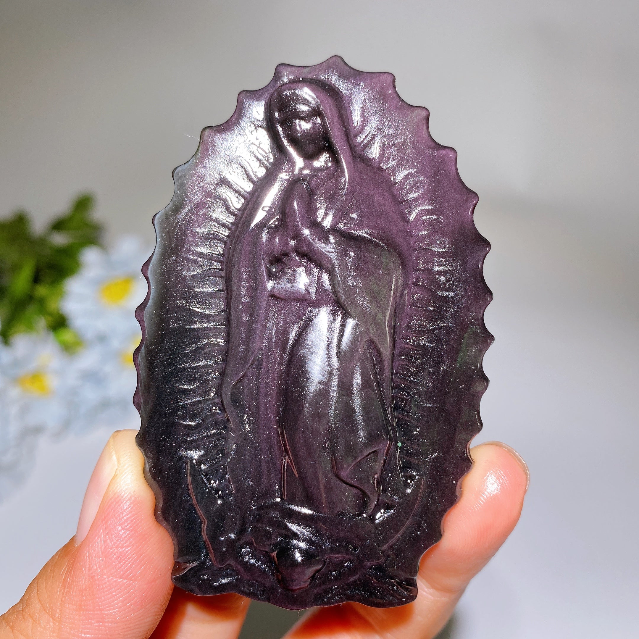 3.1-inch Rainbow Obsidian Crystal Figurine Carving