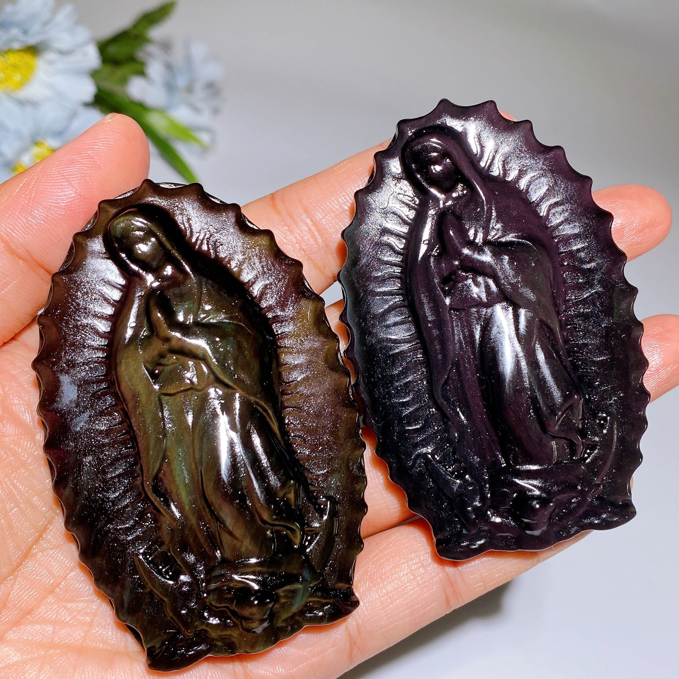 3.1-inch Rainbow Obsidian Crystal Figurine Carving