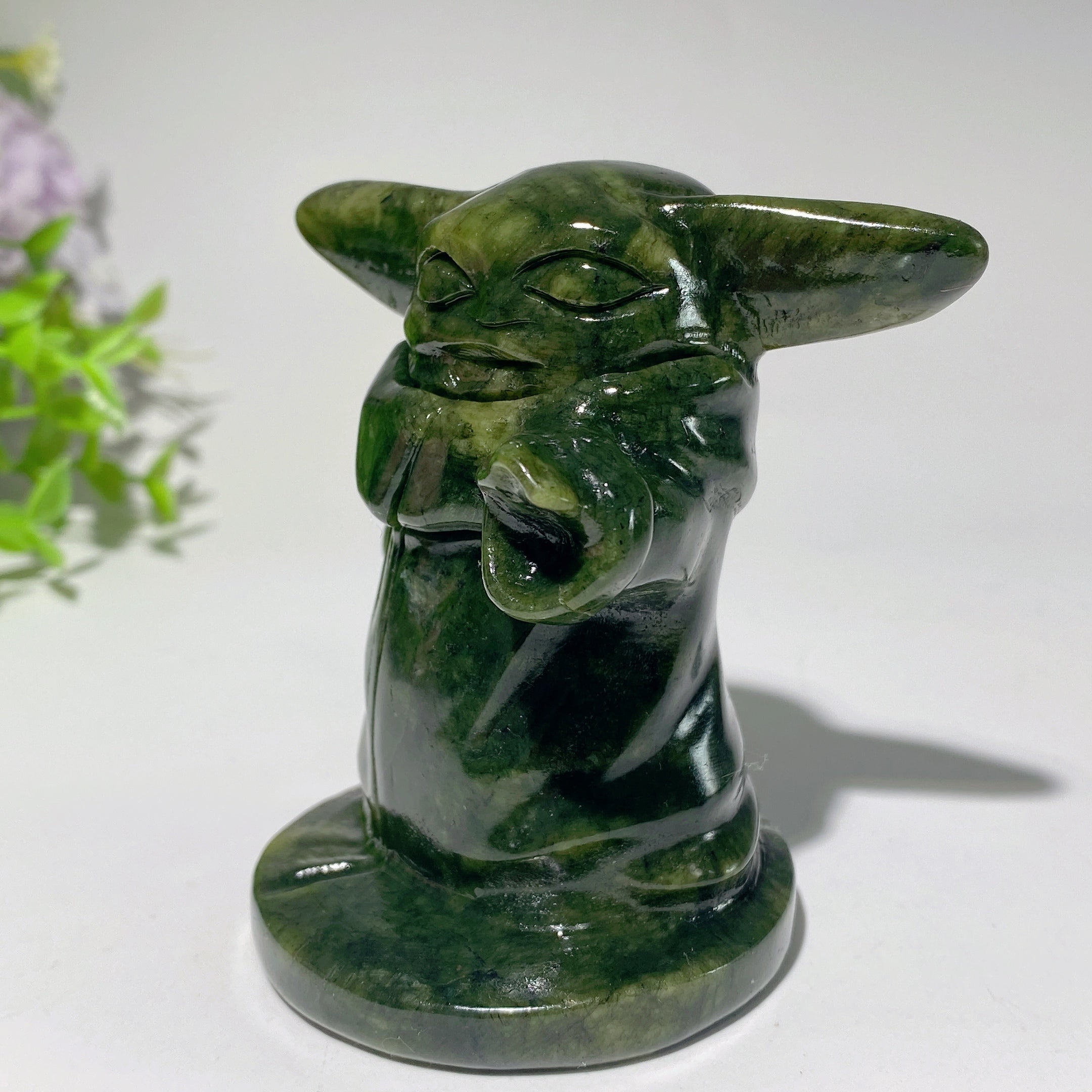 3.1 inch Serpentine Crystal Yoda Figurine Carving Sculpture