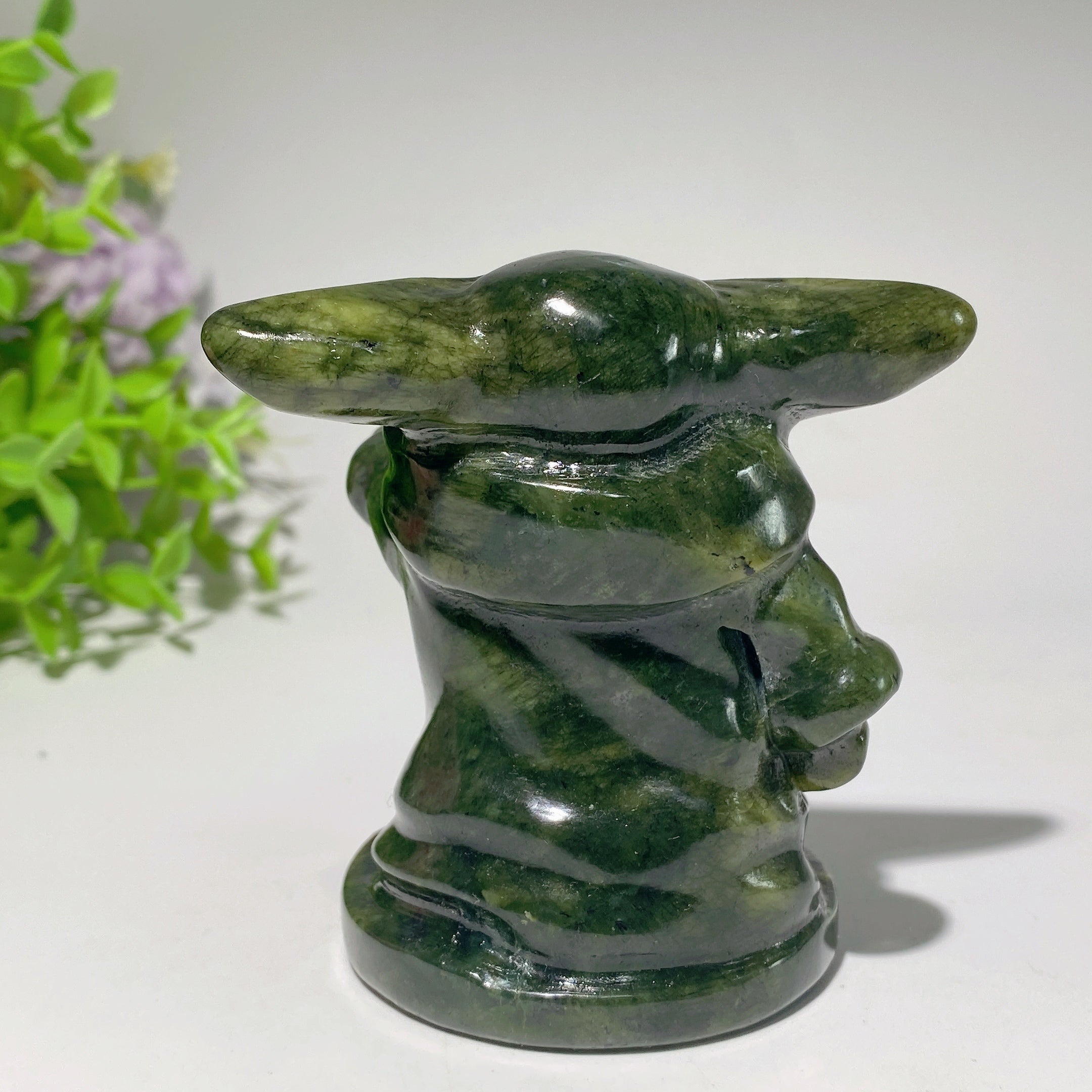 3.1 inch Serpentine Crystal Yoda Figurine Carving Sculpture