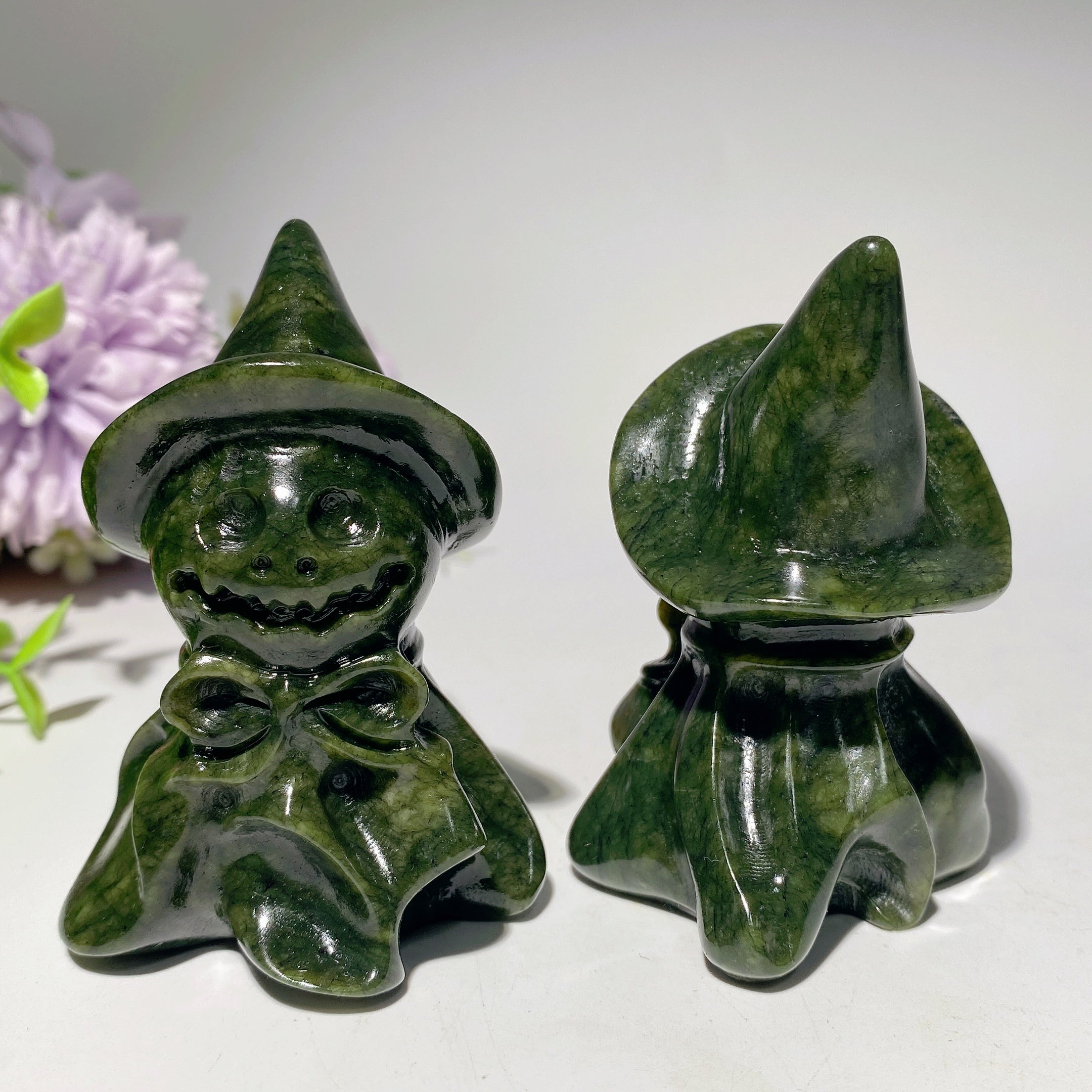 3.1" Serpentine Wizard Hat Ghost Crystal Figurine