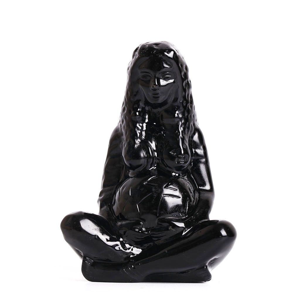 3.12 inch Black Obsidian Earth Mother Goddess Figurine