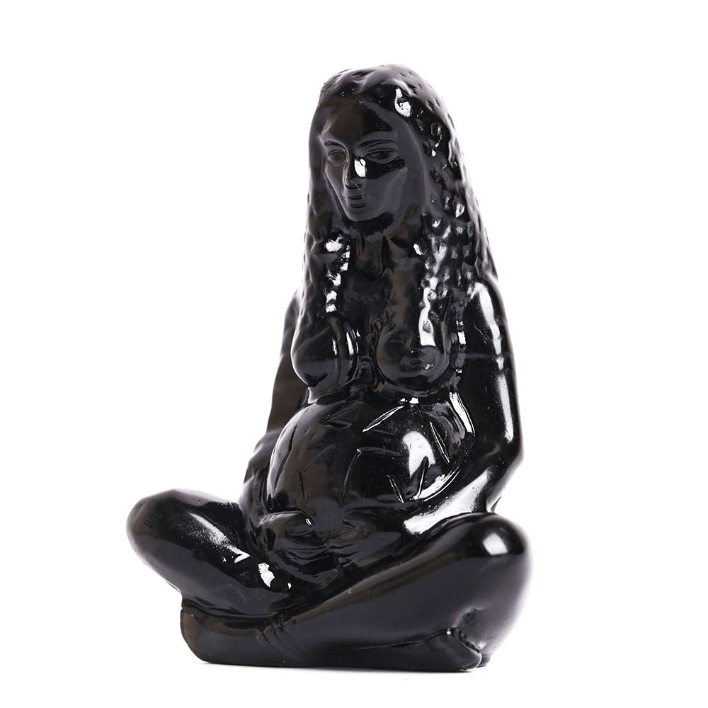 3.12 inch Black Obsidian Earth Mother Goddess Figurine