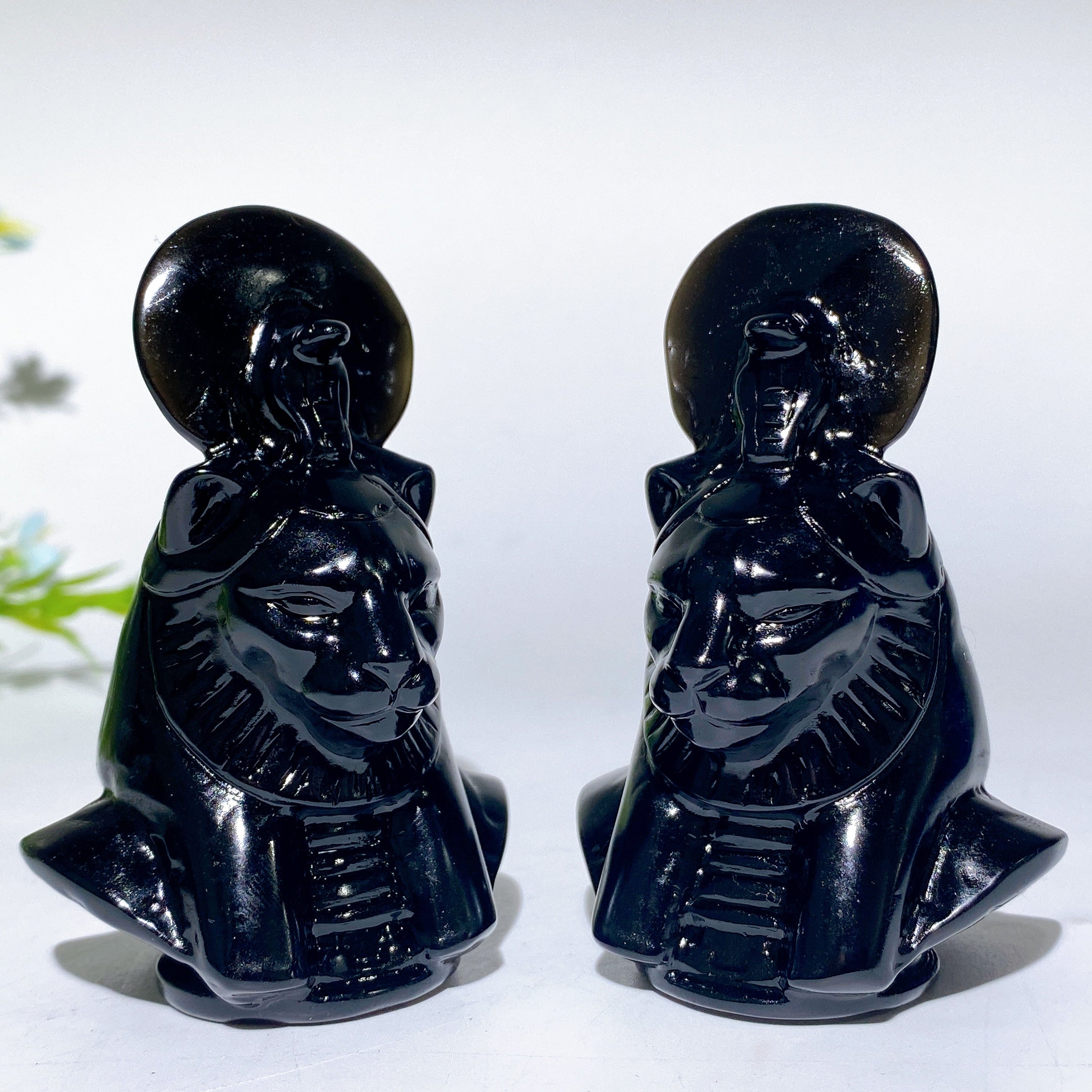 Figurine en cristal Sekhmet d'obsidienne noire de 3,2 pouces