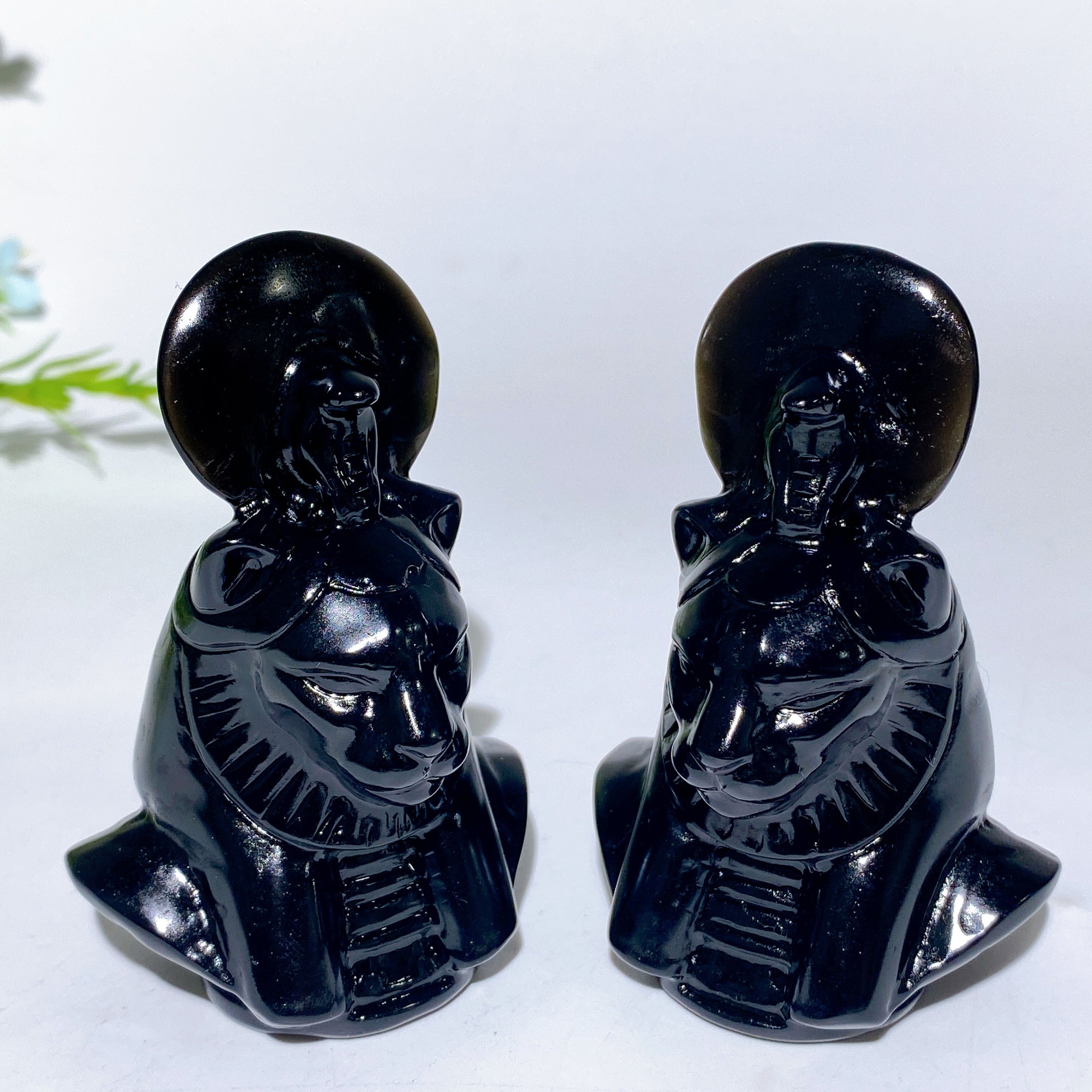 Figurine en cristal Sekhmet d'obsidienne noire de 3,2 pouces