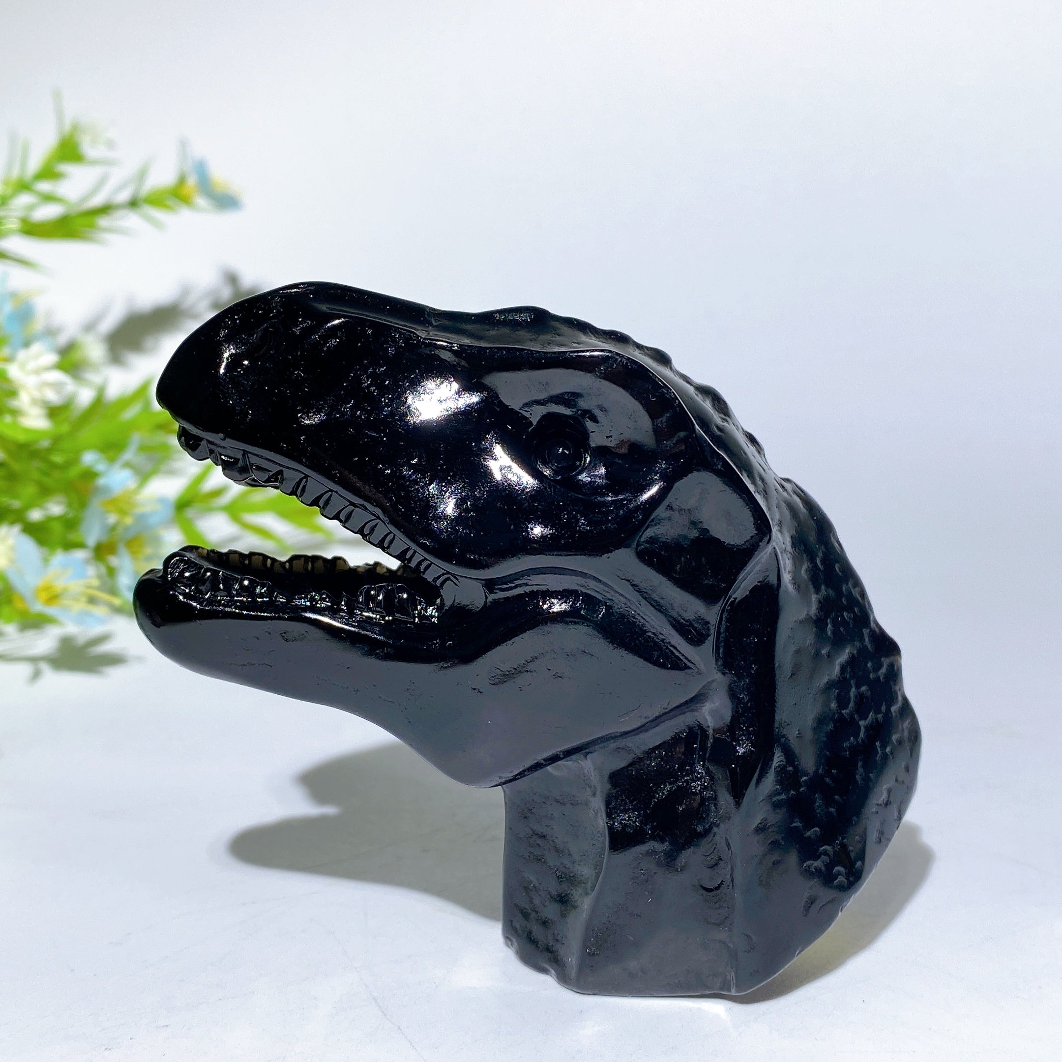 3.2 inch Black Obsidian T-Rex Dinosaur Crystal Carving