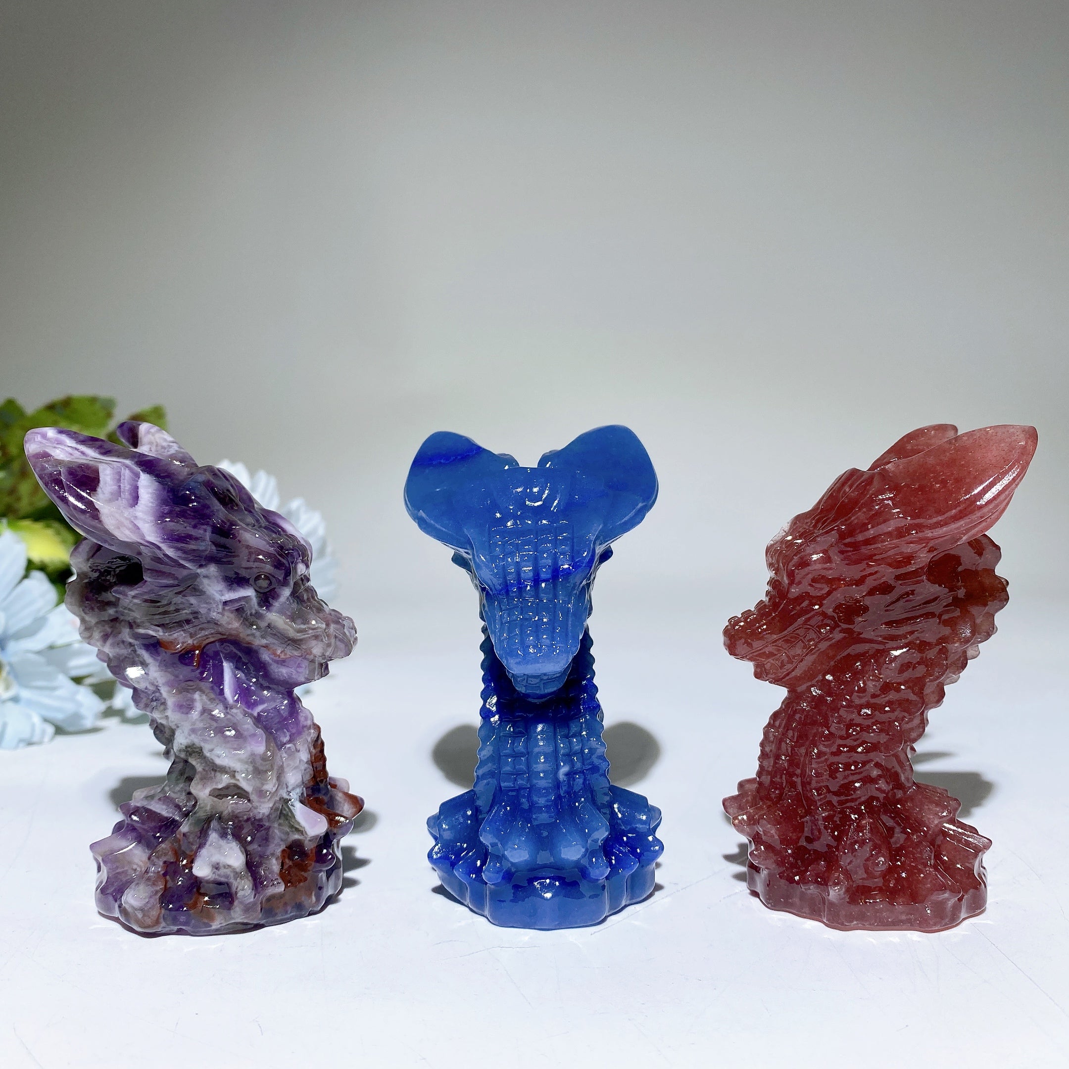 3.2 inch Crystal Dragon Head Carving for Healing Energy