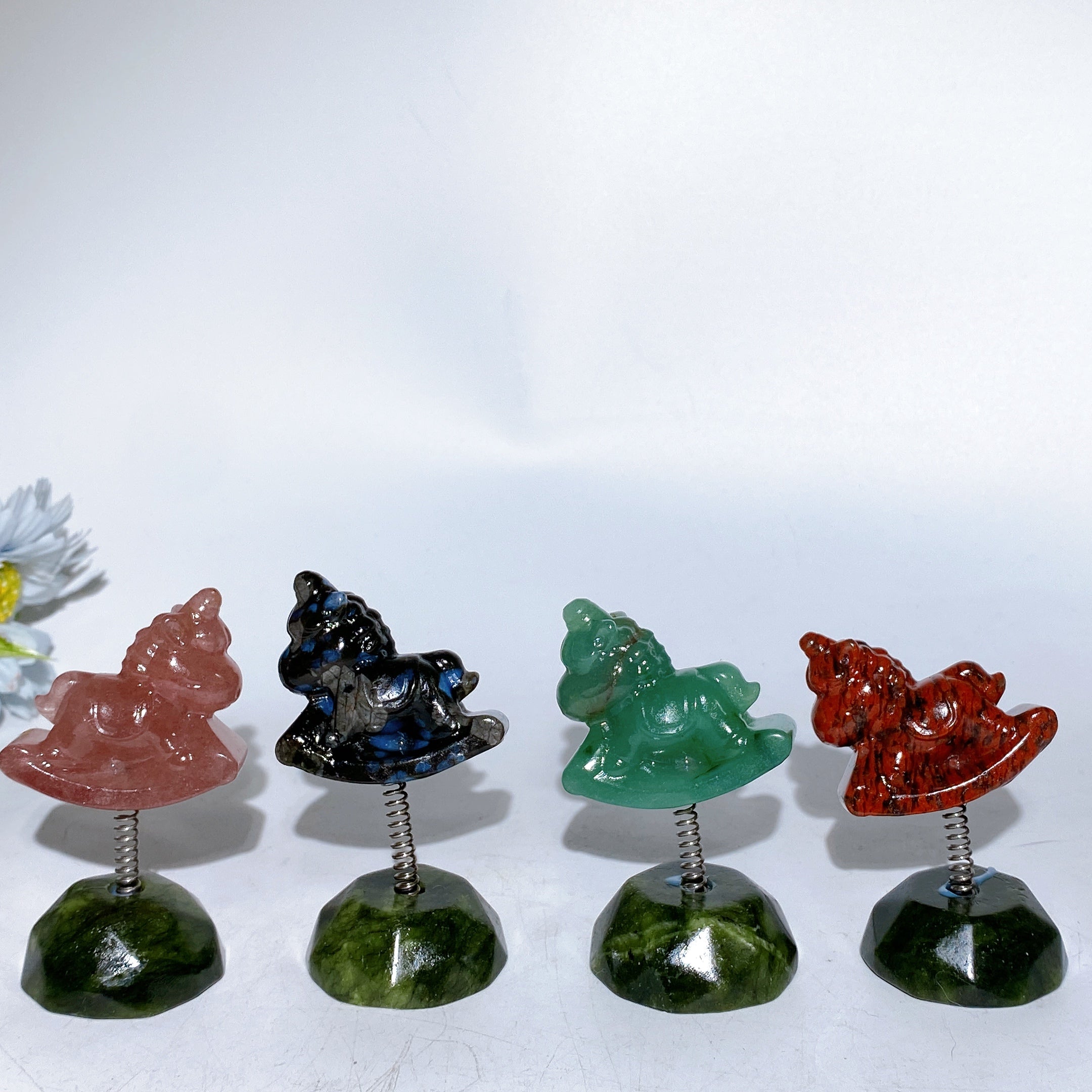 3.2-Inch Crystal Unicorn Figurine with Serpentine Base