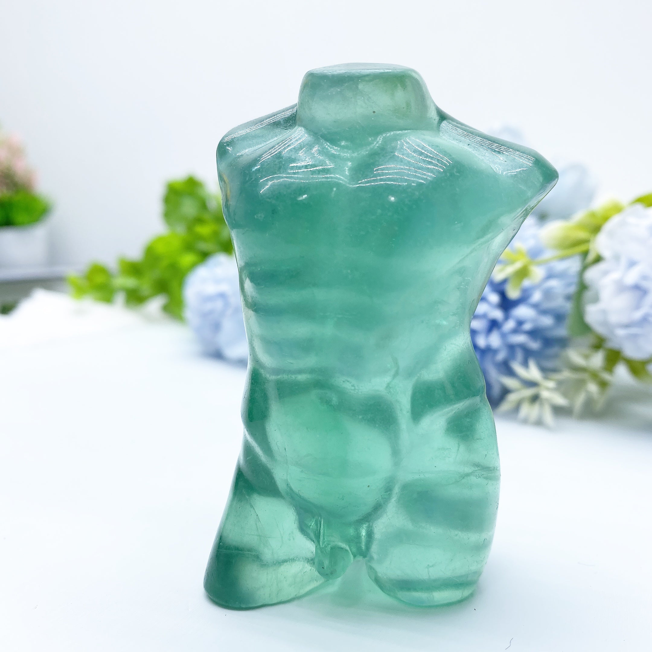 3.2 Inch Green Fluorite Healing Crystal Figurine Carving