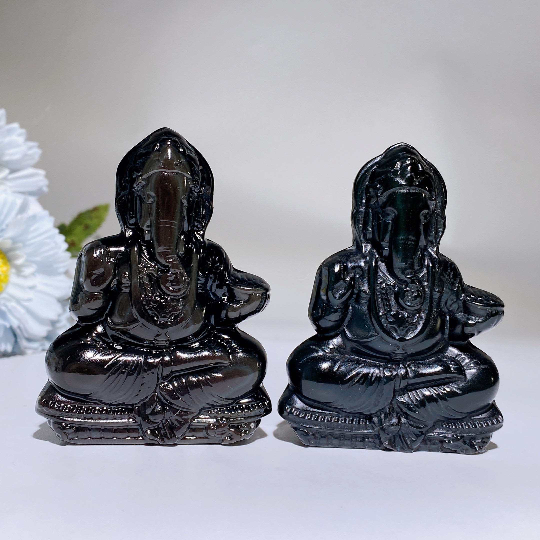 3.2-inch Rainbow Obsidian Ganesha Crystal Figurine