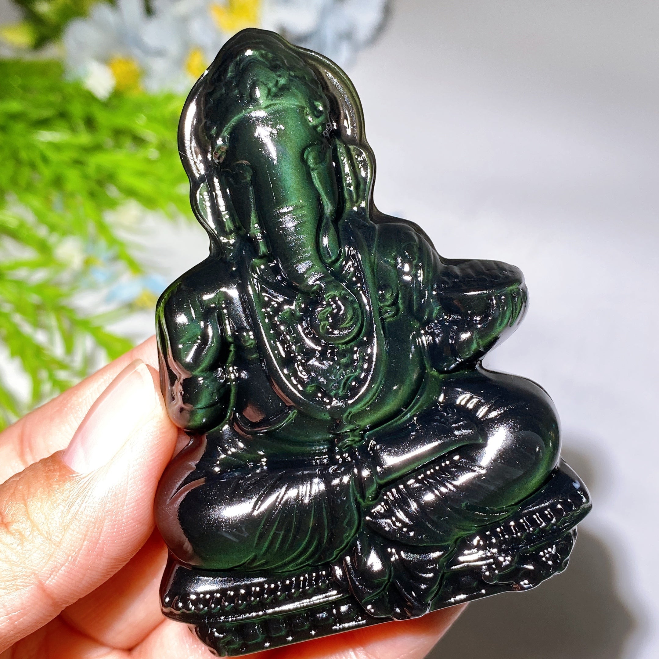 3.2 inch Rainbow Obsidian Ganesha Crystal Figurine