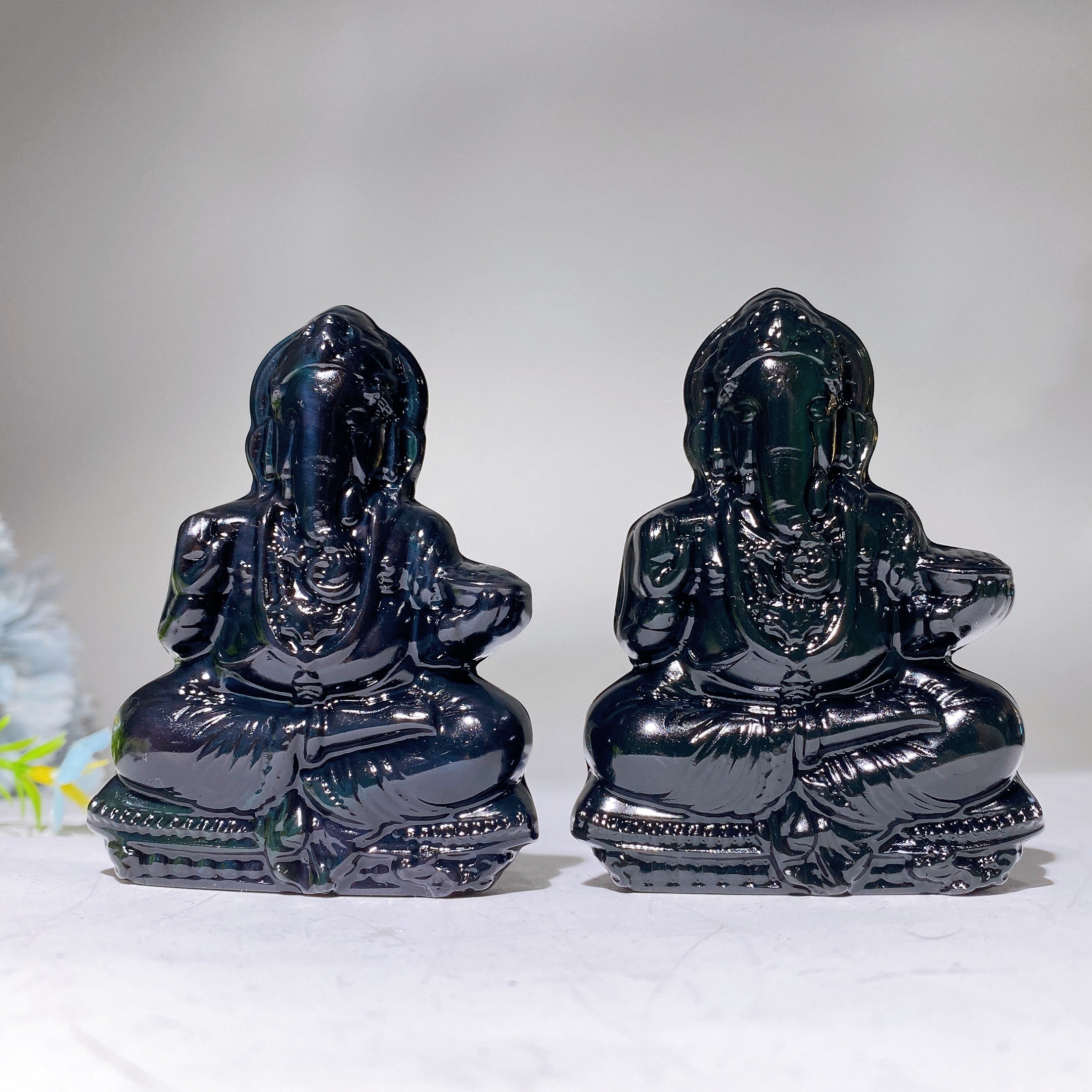 3.2 inch Rainbow Obsidian Ganesha Crystal Figurine