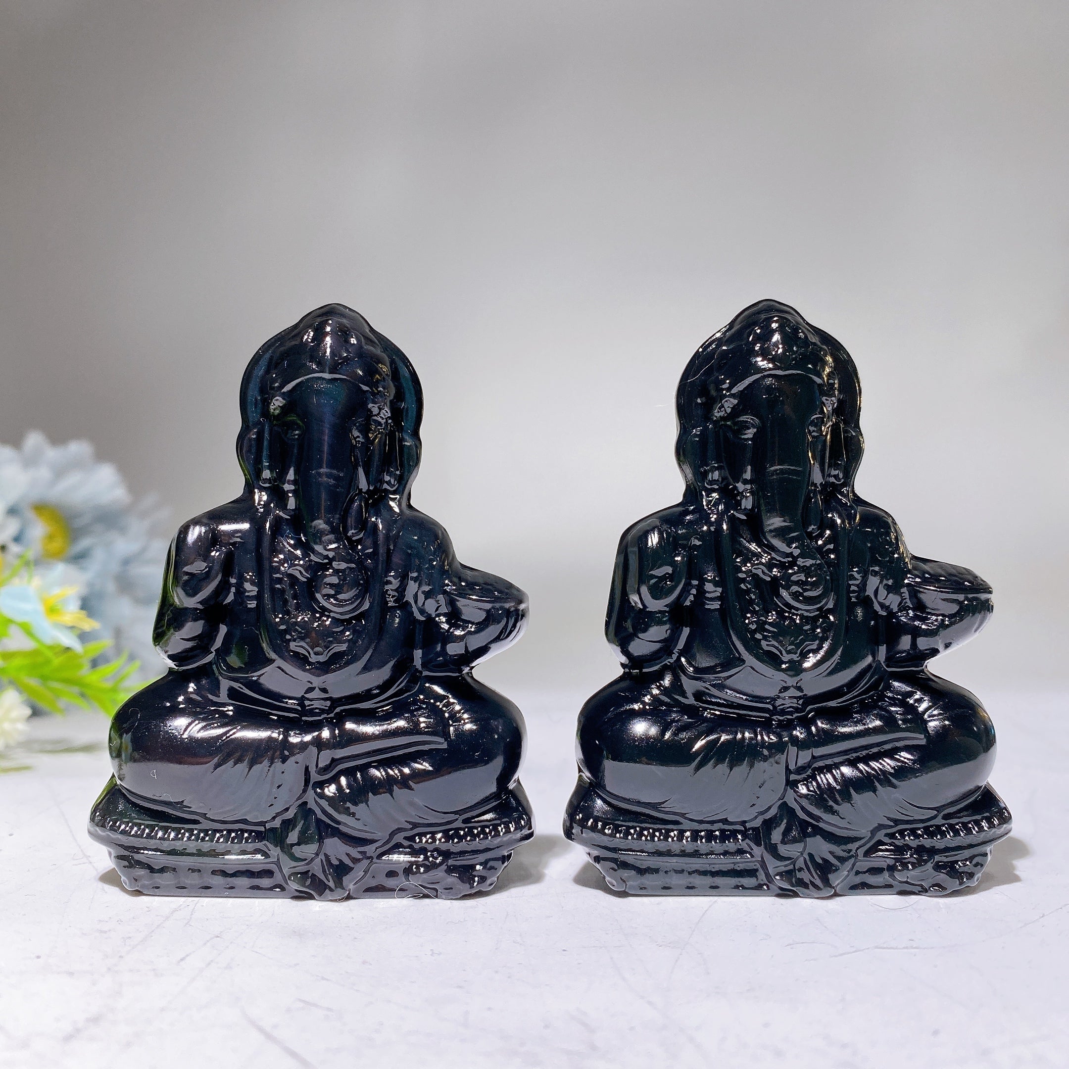 3.2 inch Rainbow Obsidian Ganesha Crystal Figurine
