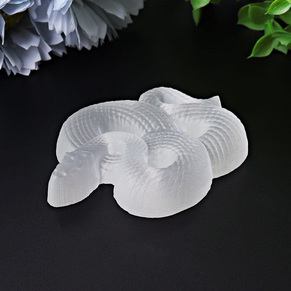 3.2 inch Selenite Snake Crystal Figurine Carving