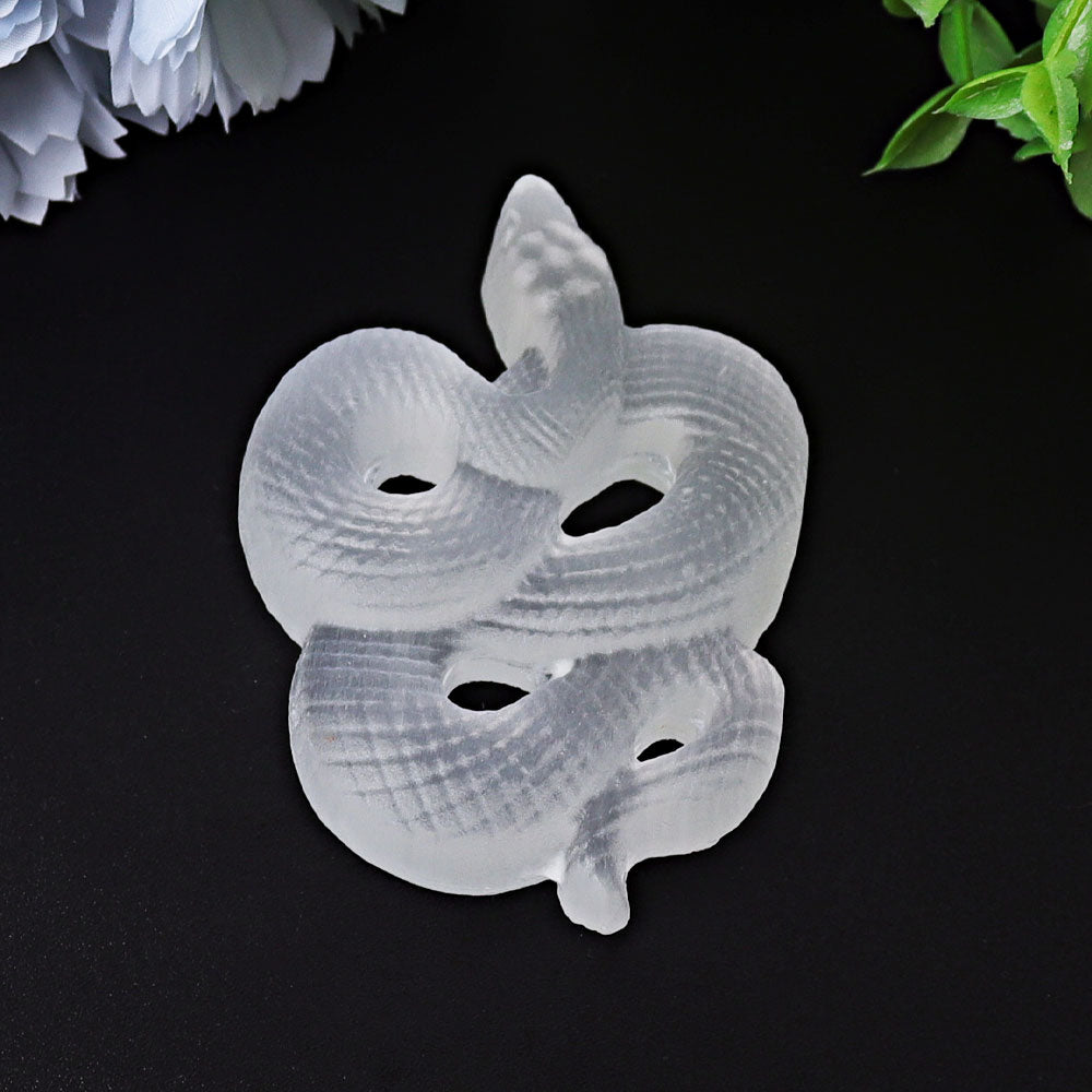 3.2 inch Selenite Snake Crystal Figurine Carving
