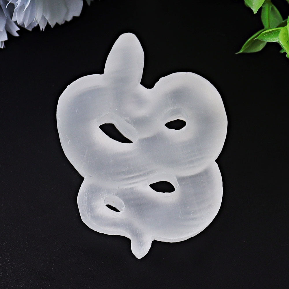 3.2 inch Selenite Snake Crystal Figurine Carving