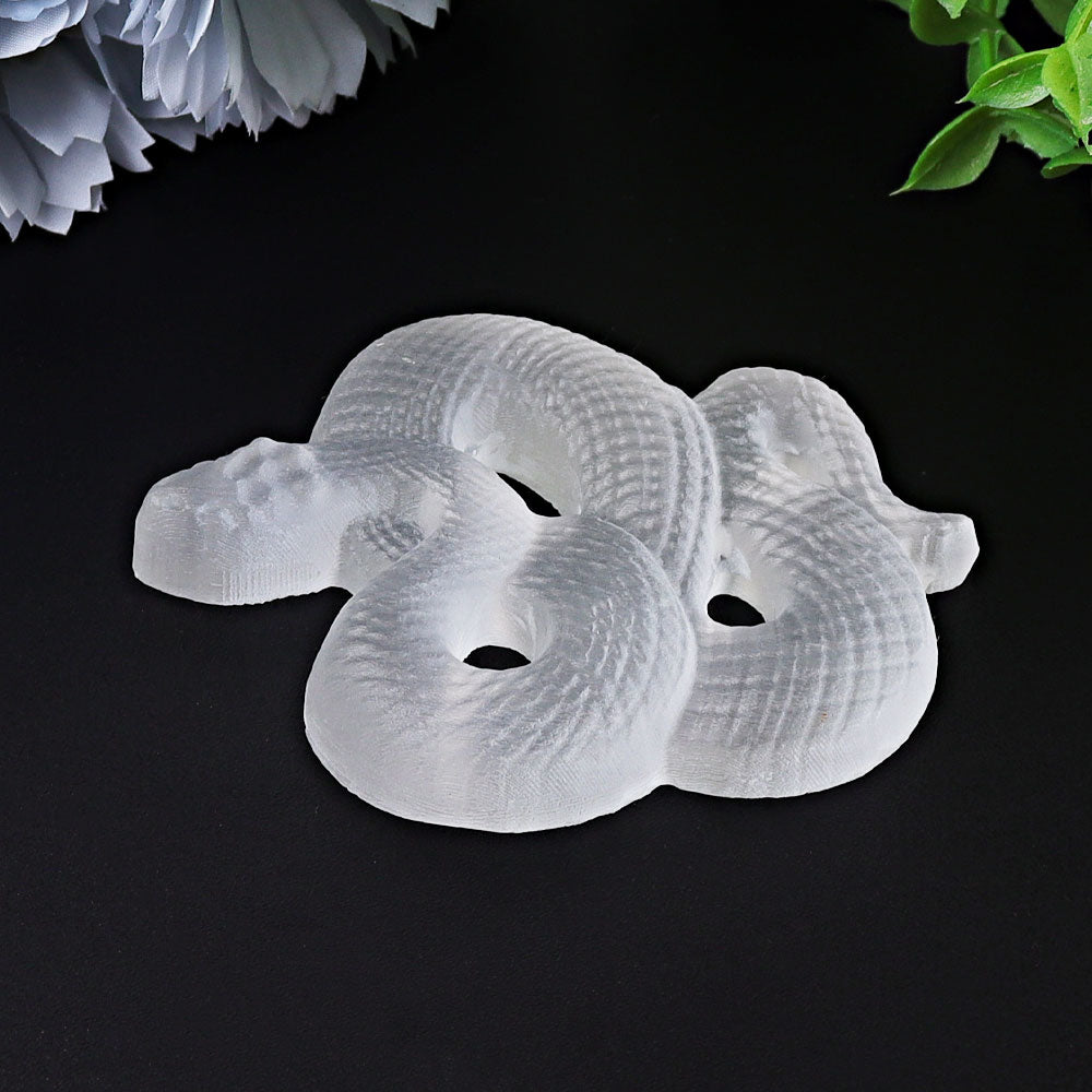 3.2 inch Selenite Snake Crystal Figurine Carving