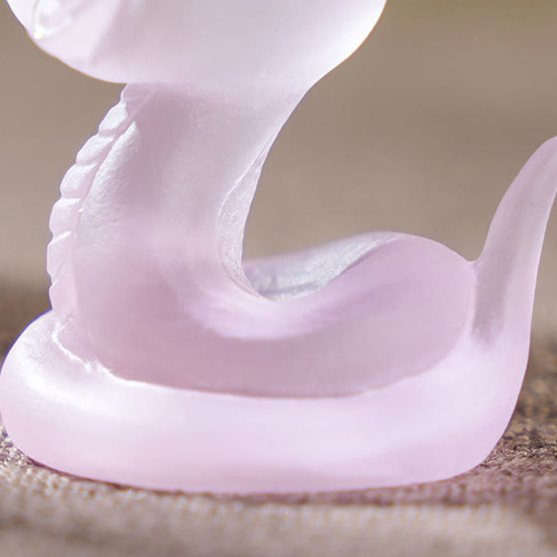 Figurine de serpent en verre rose Liuli de 8,1 cm pour la protection spirituelle
