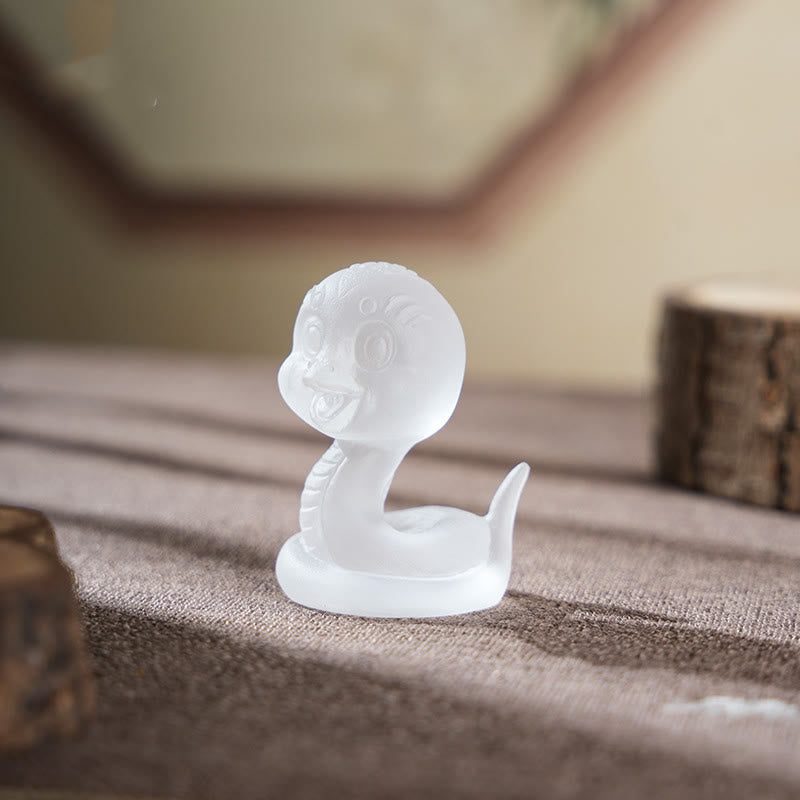 Figurine de serpent en verre rose Liuli de 8,1 cm pour la protection spirituelle