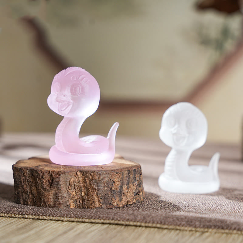 Figurine de serpent en verre rose Liuli de 8,1 cm pour la protection spirituelle