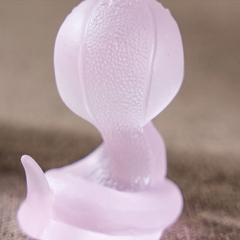 Figurine de serpent en verre rose Liuli de 8,1 cm pour la protection spirituelle