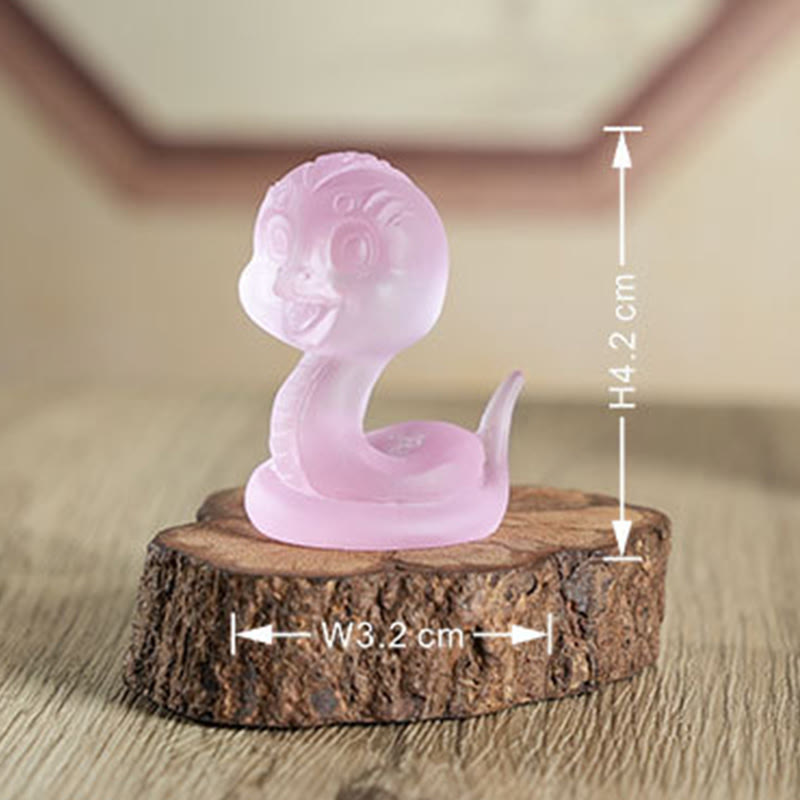 Figurine de serpent en verre rose Liuli de 8,1 cm pour la protection spirituelle