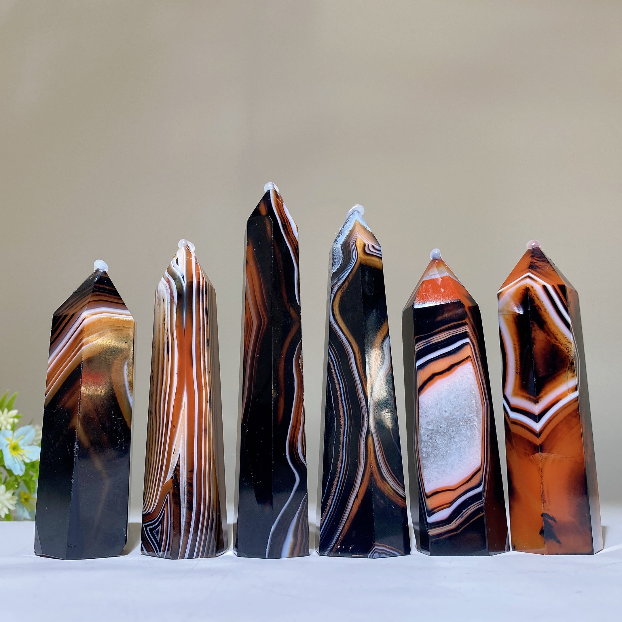3.3-4.6 inch Black Sardonyx Crystal Point for Healing