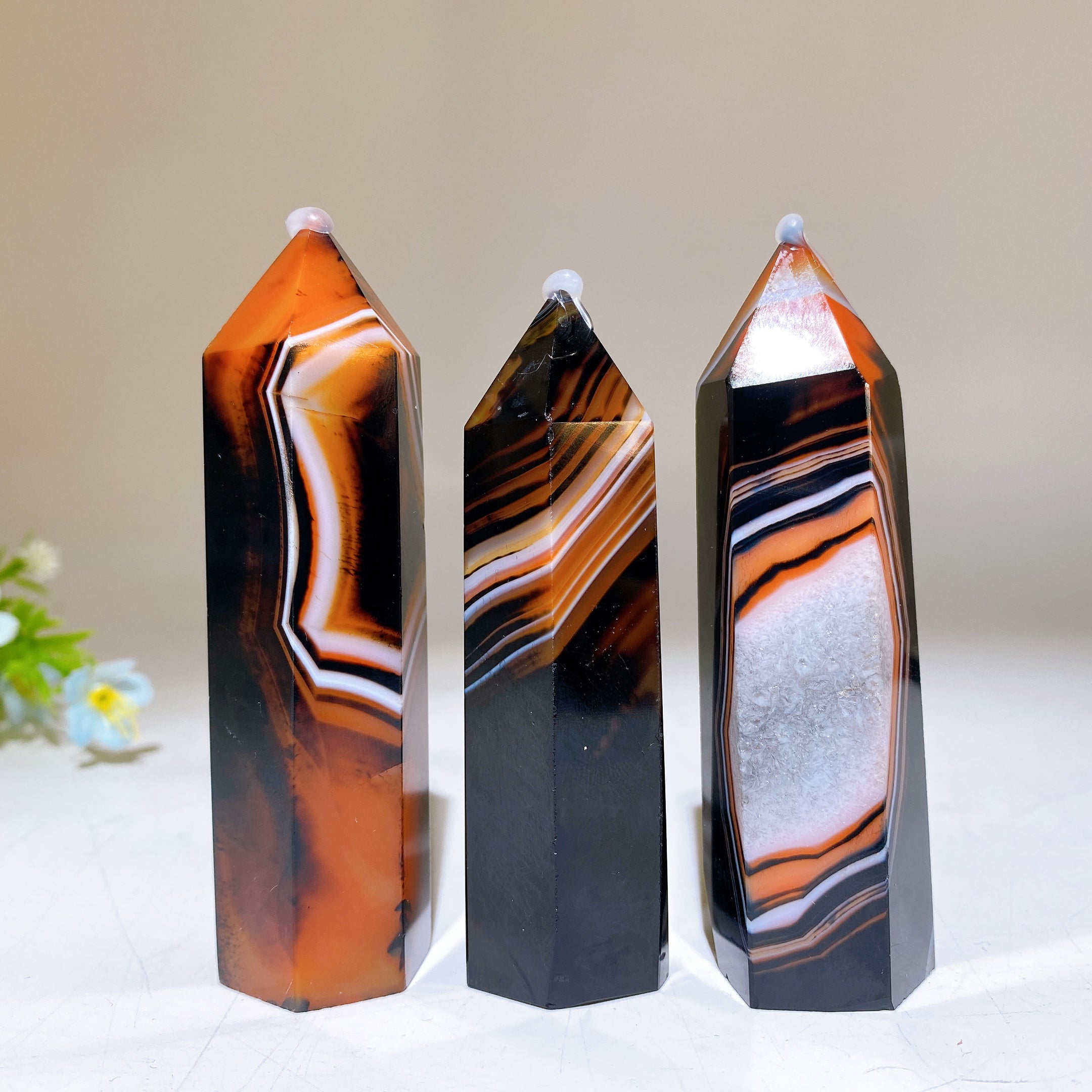 3.3-4.6 inch Black Sardonyx Crystal Point for Healing