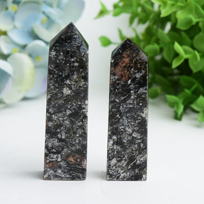 Pointe de cristal polie en lépidolite de 3,3 à 4 pouces