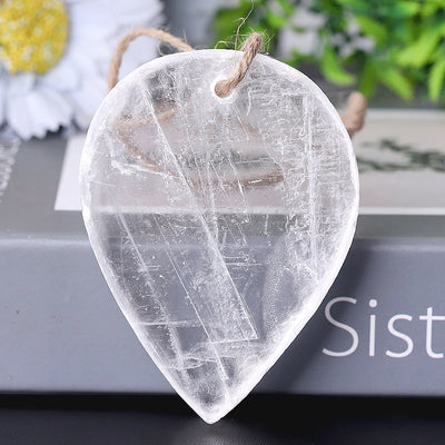 Cristal de sélénite transparent en forme de goutte de 3,3 pouces pour la méditation