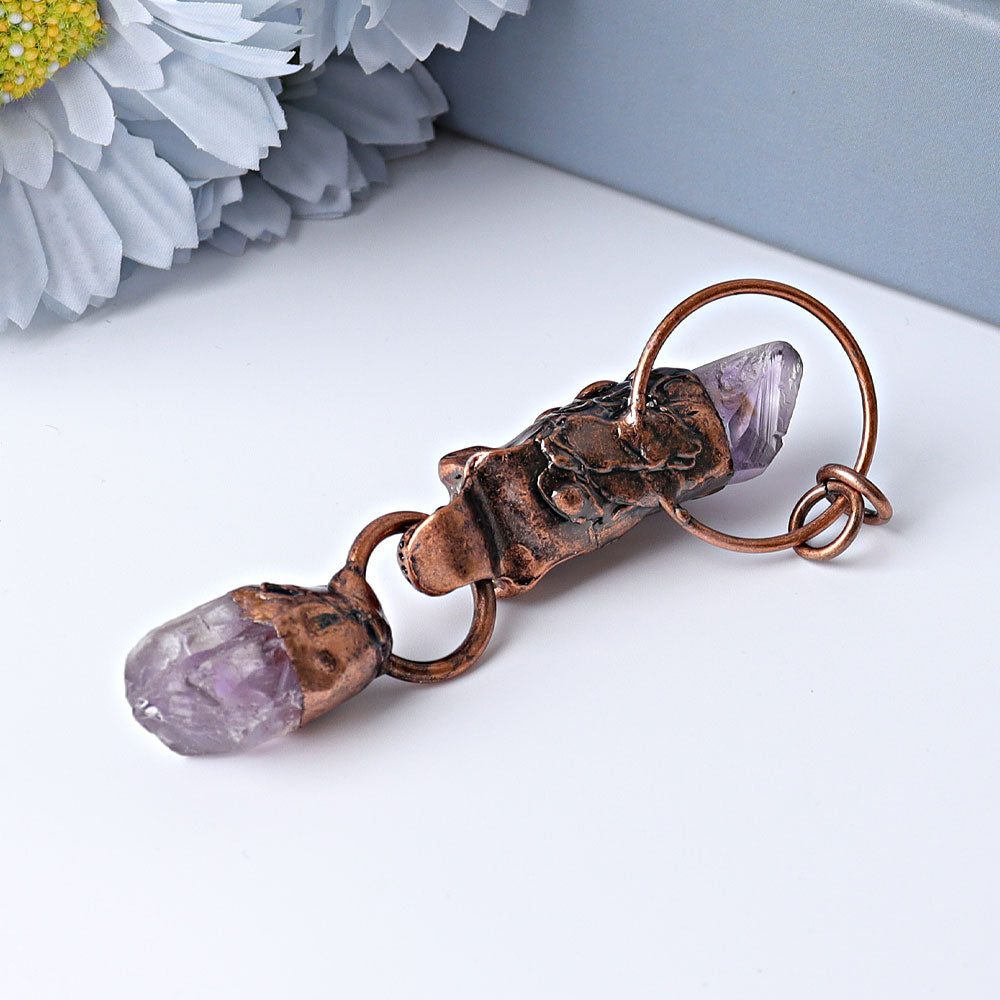 Pendentif tête de mort en obsidienne noire améthyste de 3,3 pouces