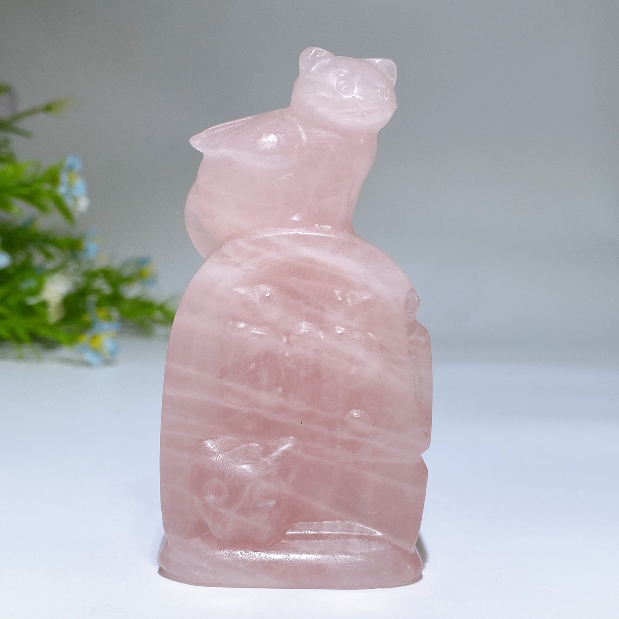 Sculpture de chat en cristal de 3,3 pouces pour la guérison et la décoration