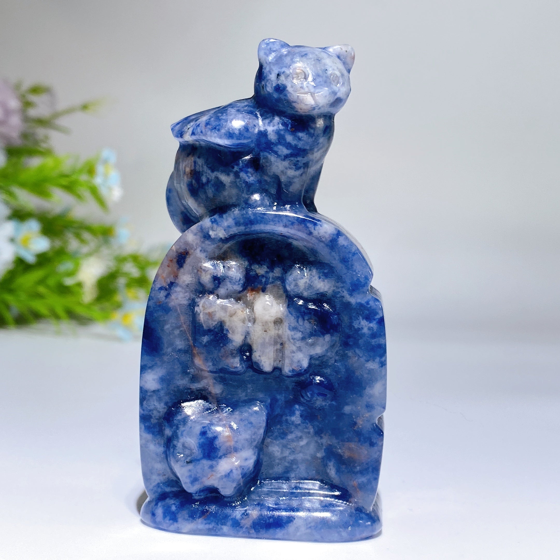 Sculpture de chat en cristal de 3,3 pouces pour la guérison et la décoration