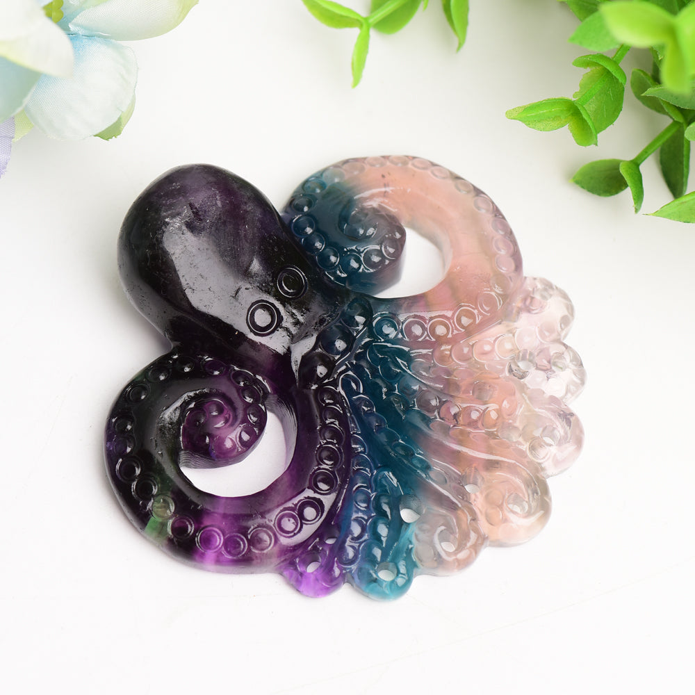 3.3 inch Rainbow Fluorite Octopus Crystal Carving
