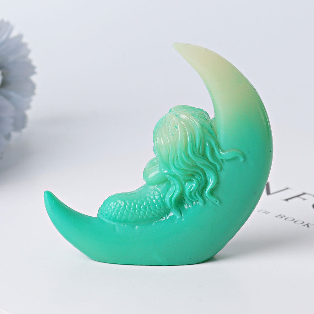 3.3 inch Resin Mermaid Moon Spiritual Carving for Meditation