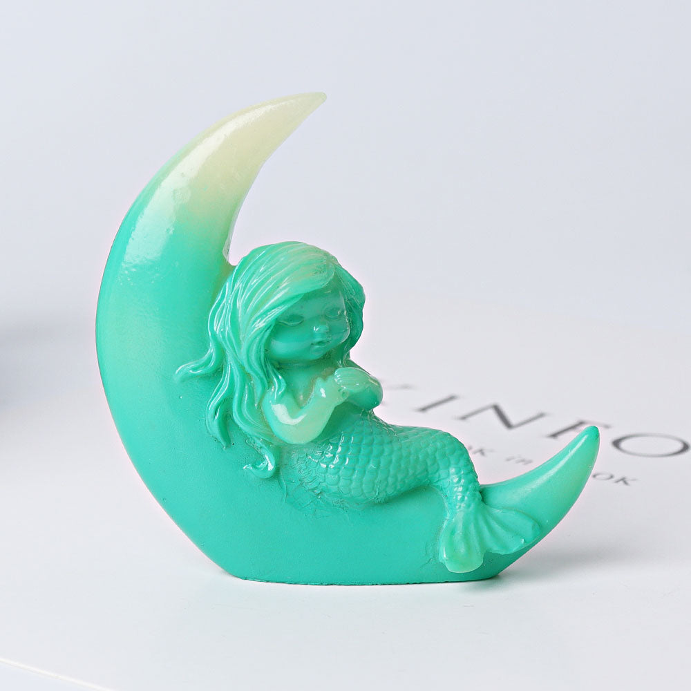 3.3 inch Resin Mermaid Moon Spiritual Carving for Meditation