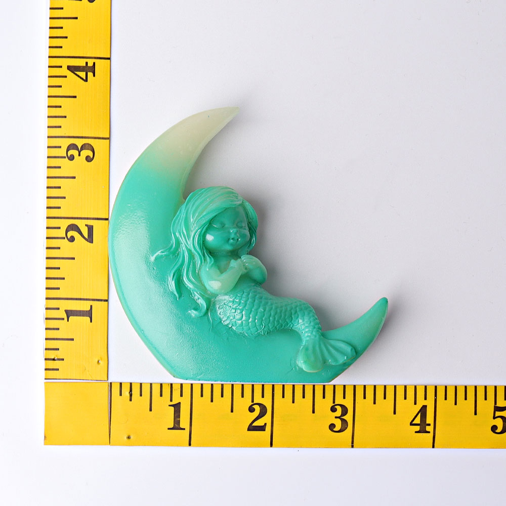 3.3 inch Resin Mermaid Moon Spiritual Carving for Meditation